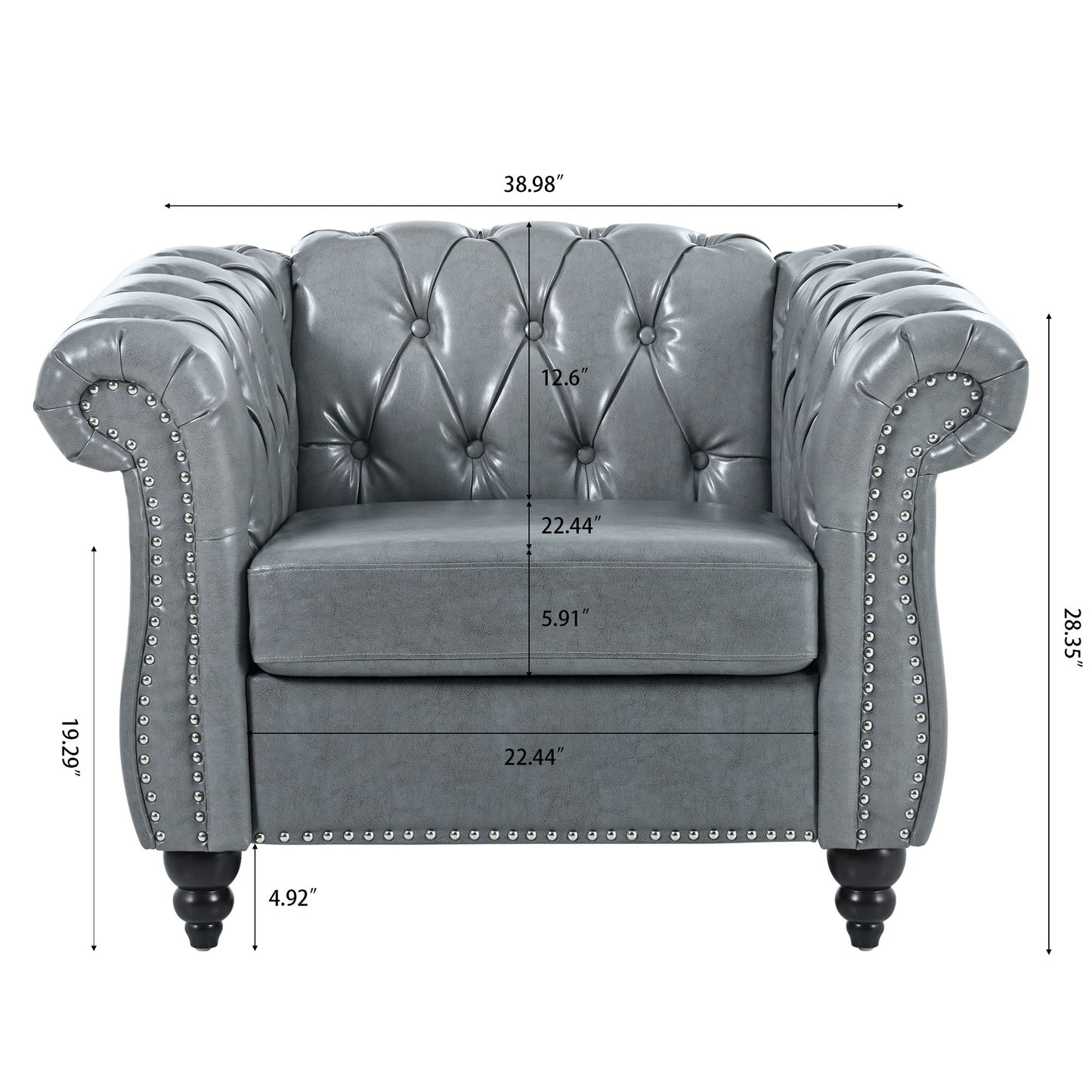 1 Seater Sofa For Living Room - Gray