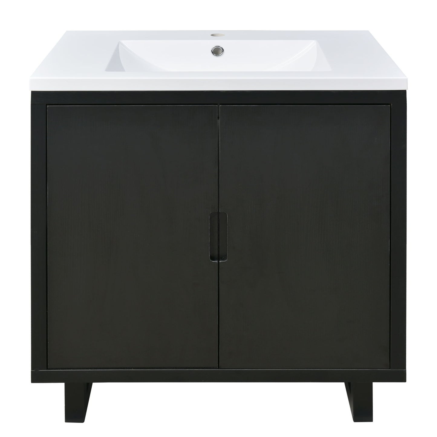 Bathroom Vanity Set With Sink, Combo Cabinet, Bathroom Storage Cabinet, Solid Wood Frame - Black