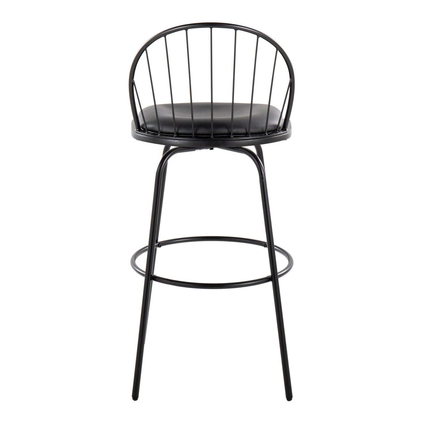 Riley - Claire Farmhouse Fixed Height Barstool With Swivel With Round Footrest (Set of 2) - Black