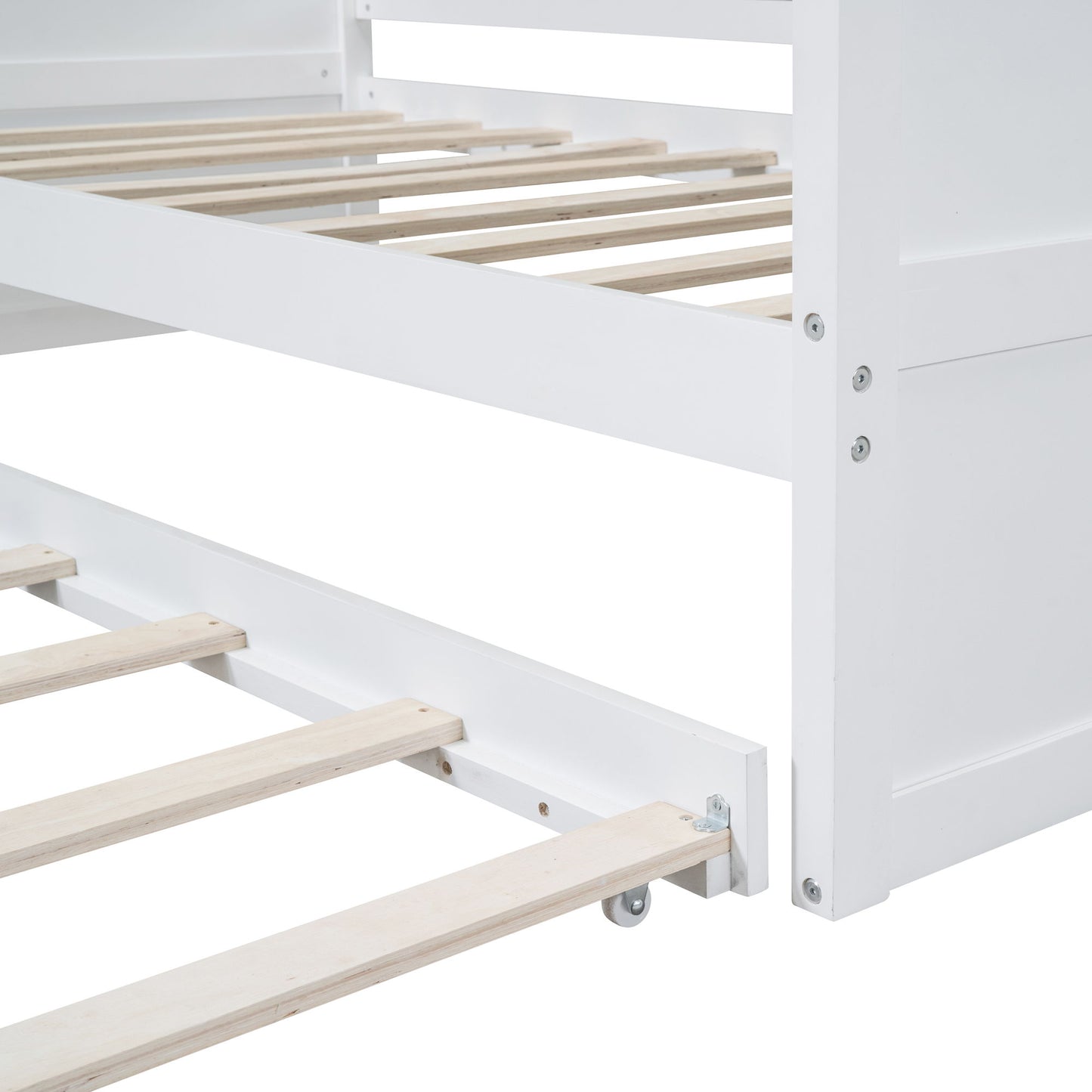 Twin Size Canopy Day Bed With Twin Size Trundle - White