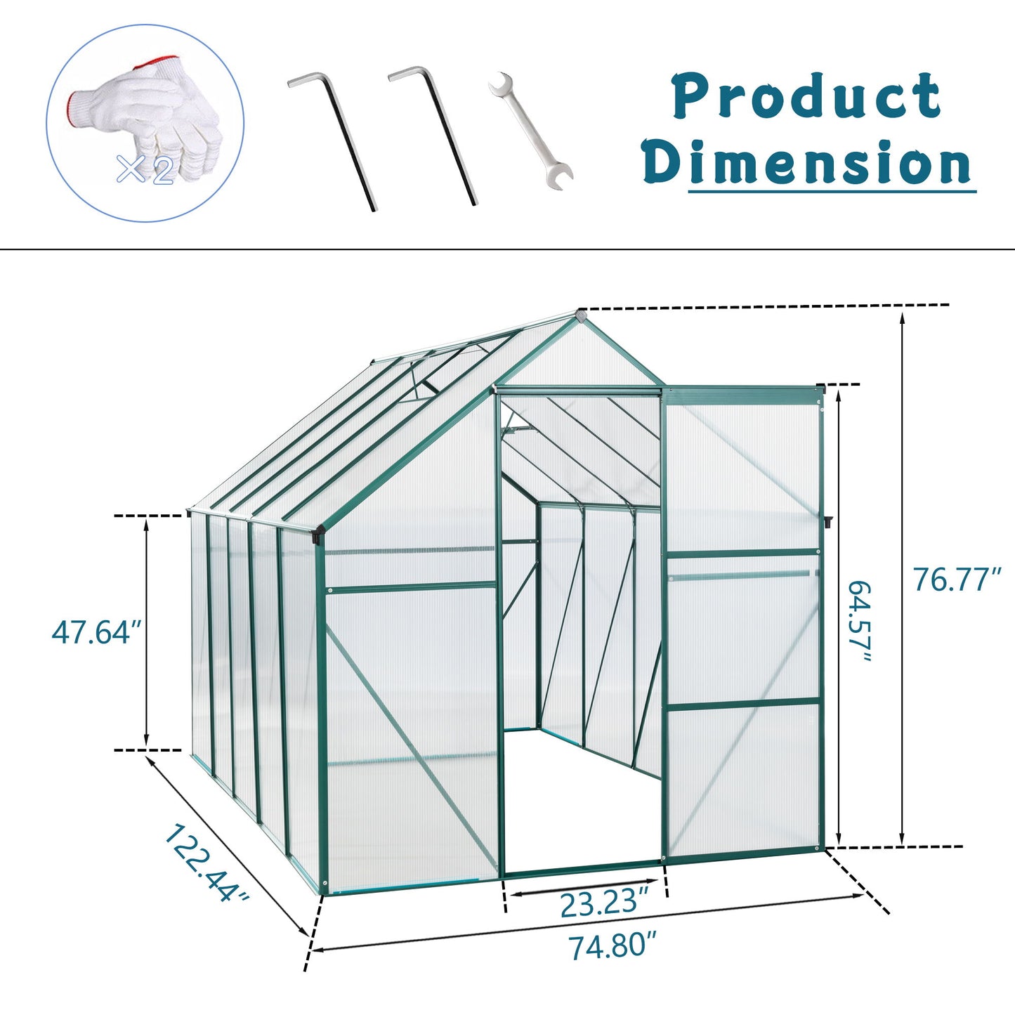 6X10Ft Polycarbonate Greenhouse Raised Base And Anchor Aluminum Heavy Duty Walk-In Greenhouses For Outdoor Backyard In All Season - Green