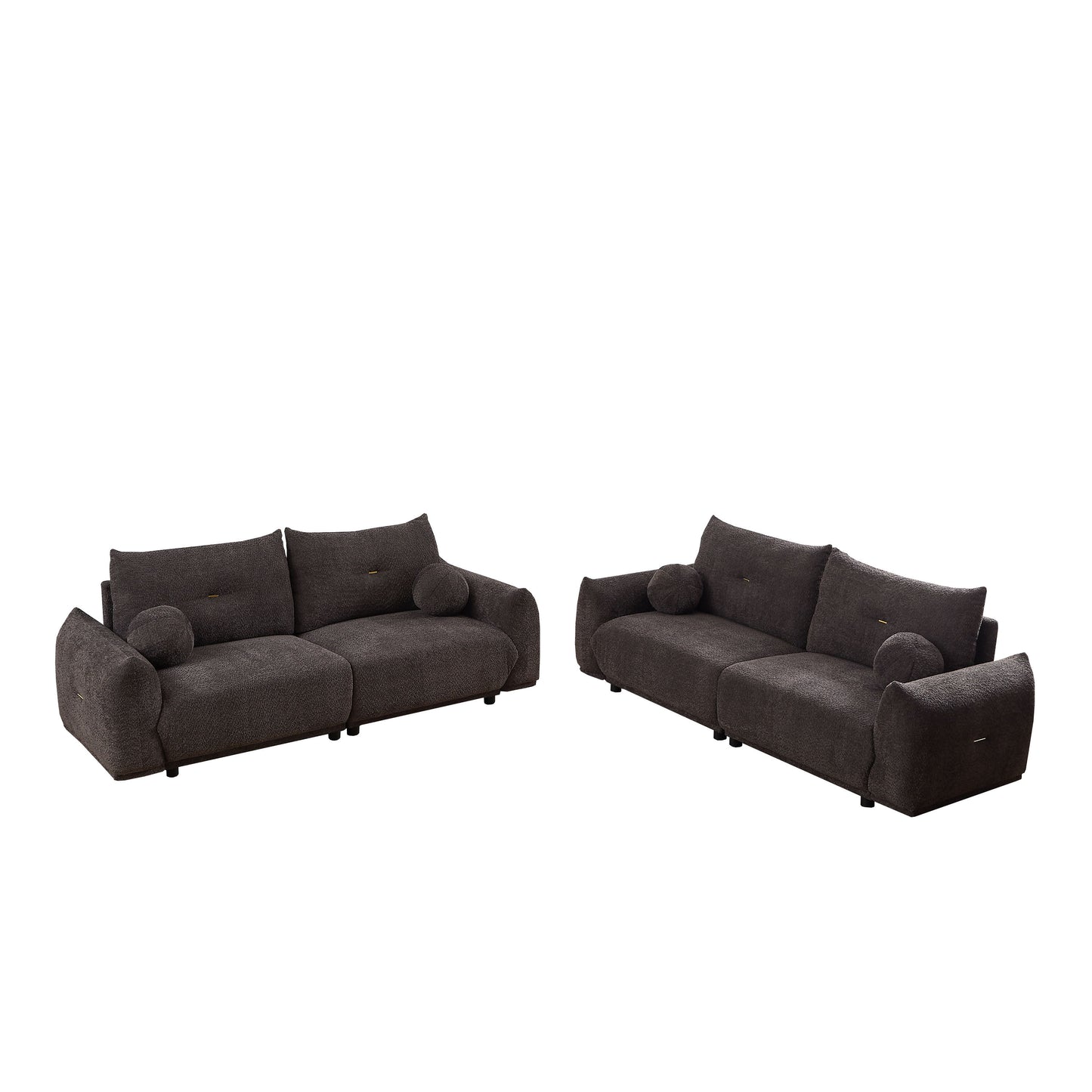 Lamb's Wool 2 Seater Cushion Sofa Comfortable Sofa For Living Room Bedroom And Other Casual Spaces Lamb's Wool Sofa With 2 Cushions And 2 Ball Pillows (Set of 2) - Gray