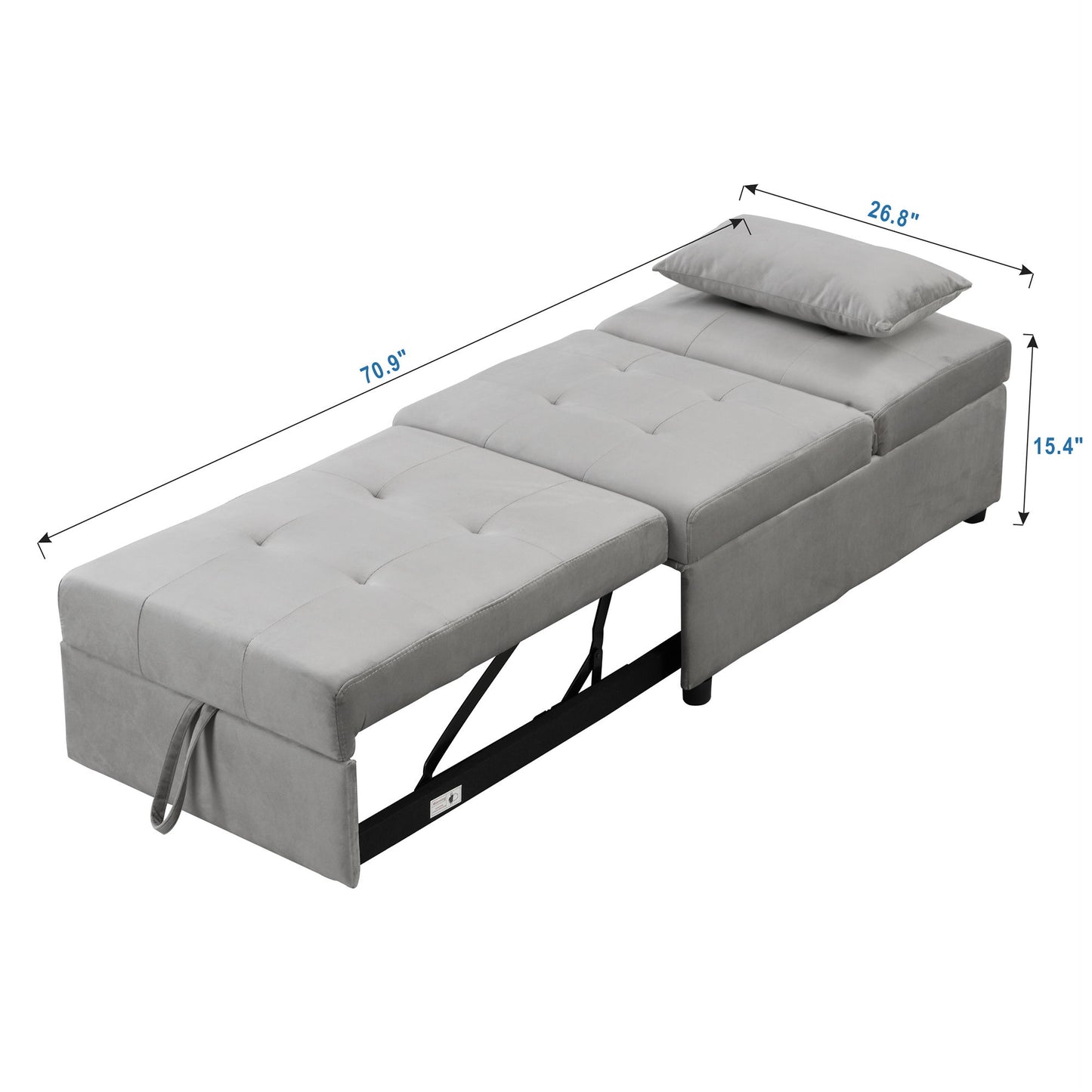 Stylish Folding Ottoman Sofa Bed With Multifunctional Design - Gray