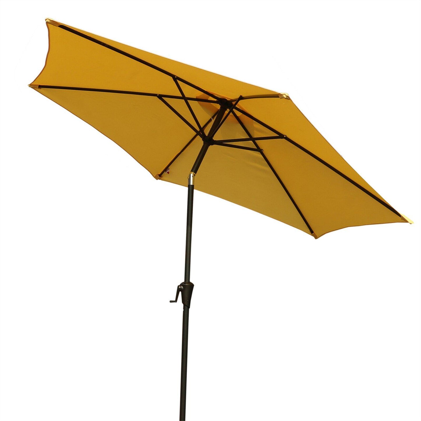 8.8' Outdoor Aluminum Patio Umbrella, Patio Umbrella, Market Umbrella With 33 Pounds Round Resin Umbrella Base, Push Button Tilt And Crank Lift - Yellow