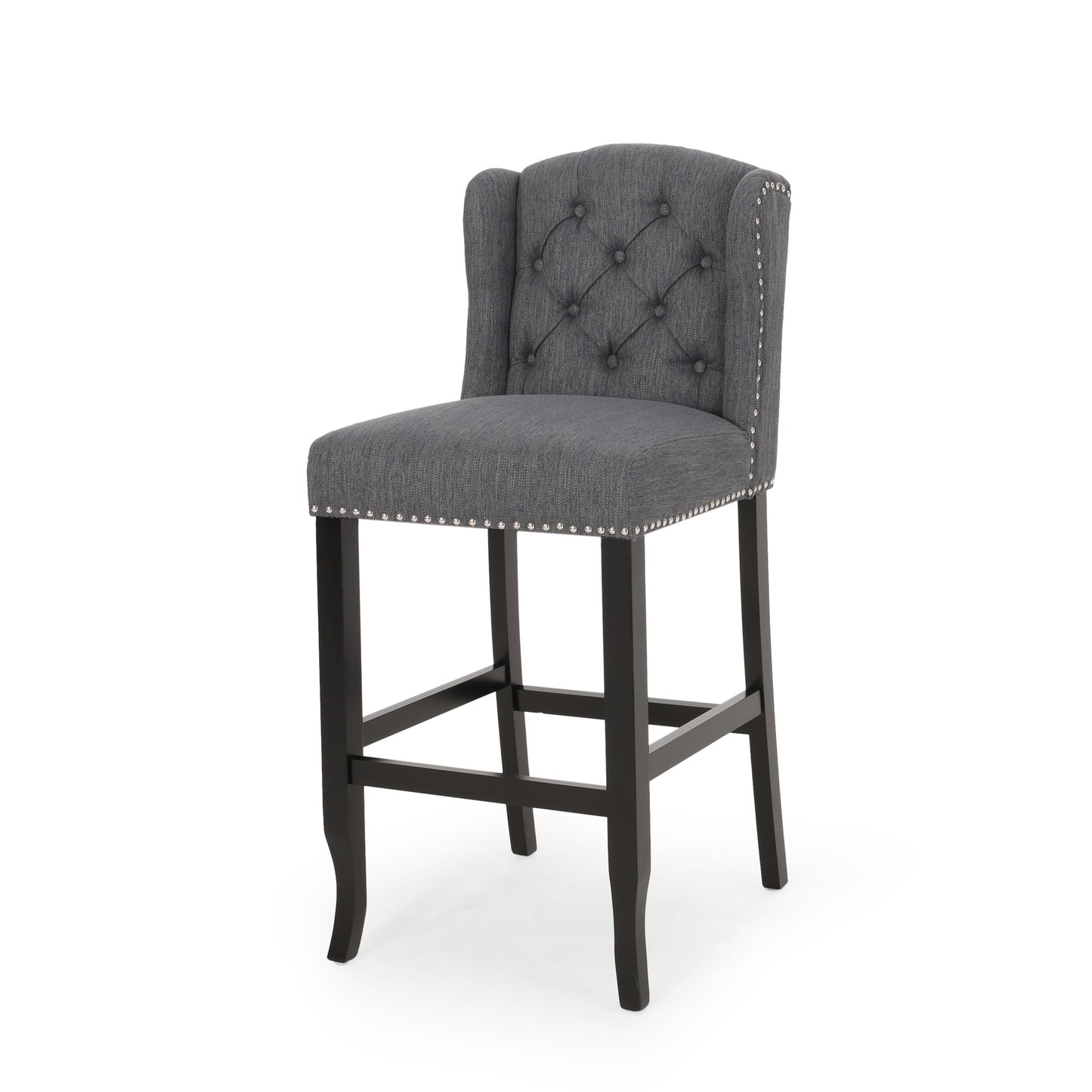 Solara - Fabric Tufted Counter Stool With Nailhead Accents (Set of 2) - Charcoal