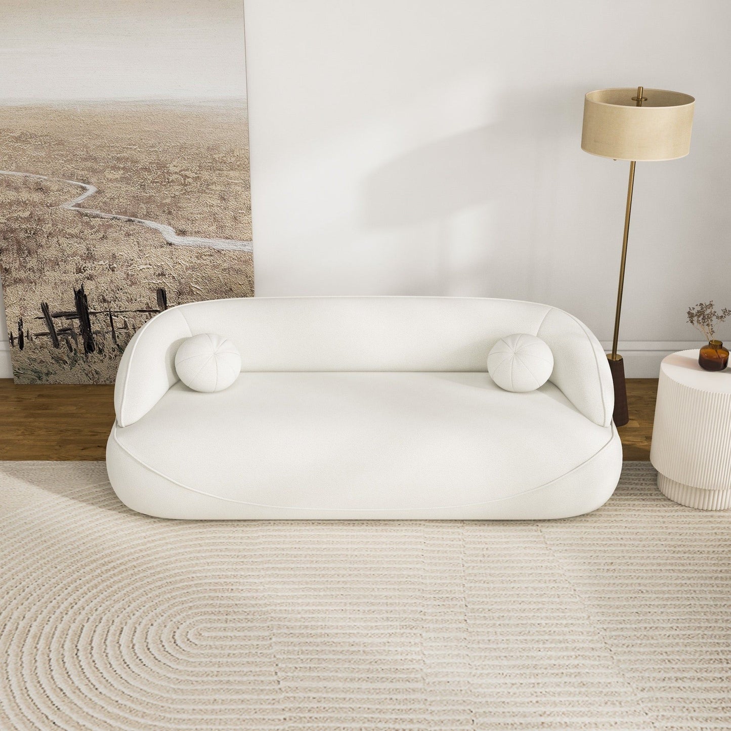 Andrew - Boucle Sofa - Beige / Ivory White / Light Beige / White