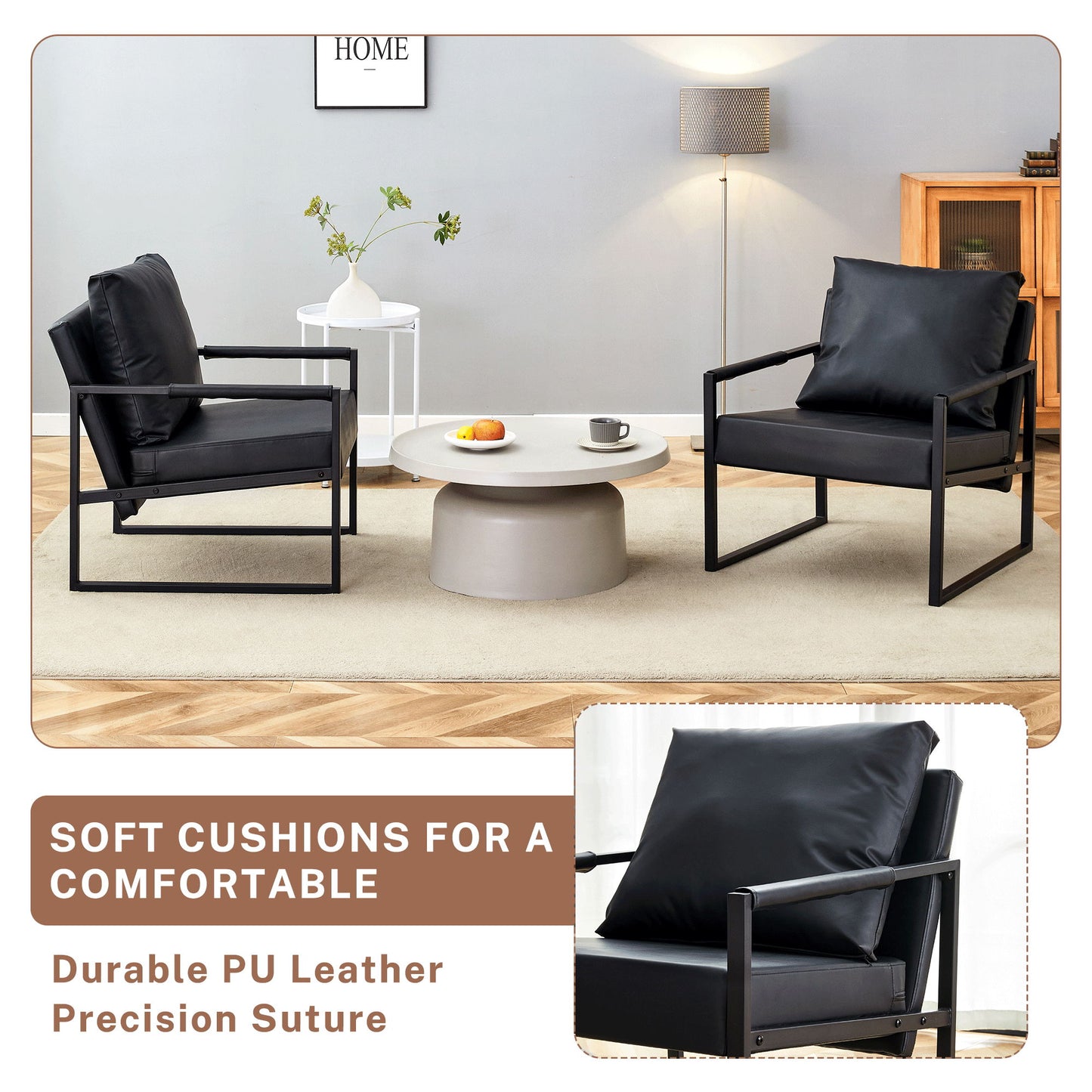 Classic Metal Frame Sofa Ergonomically Designed, A Perfect Blend Of Modern And Industrial Styles - Black
