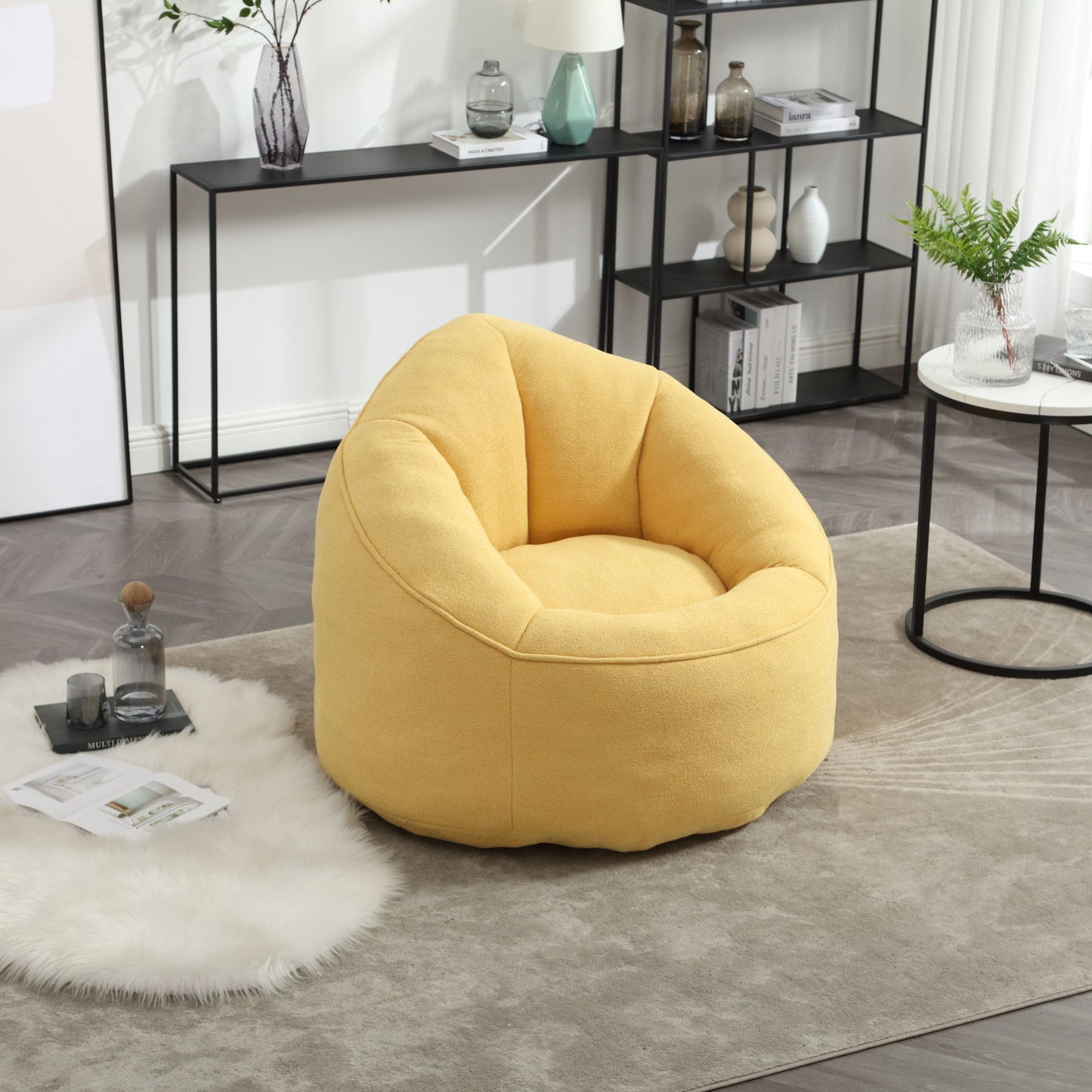 Bedding Bean Bag Sofa Chair High Pressure Foam Bean Bag Chair Adult Material With Padded Foam Padding Compressed Bean Bag With Footrest - Yellow