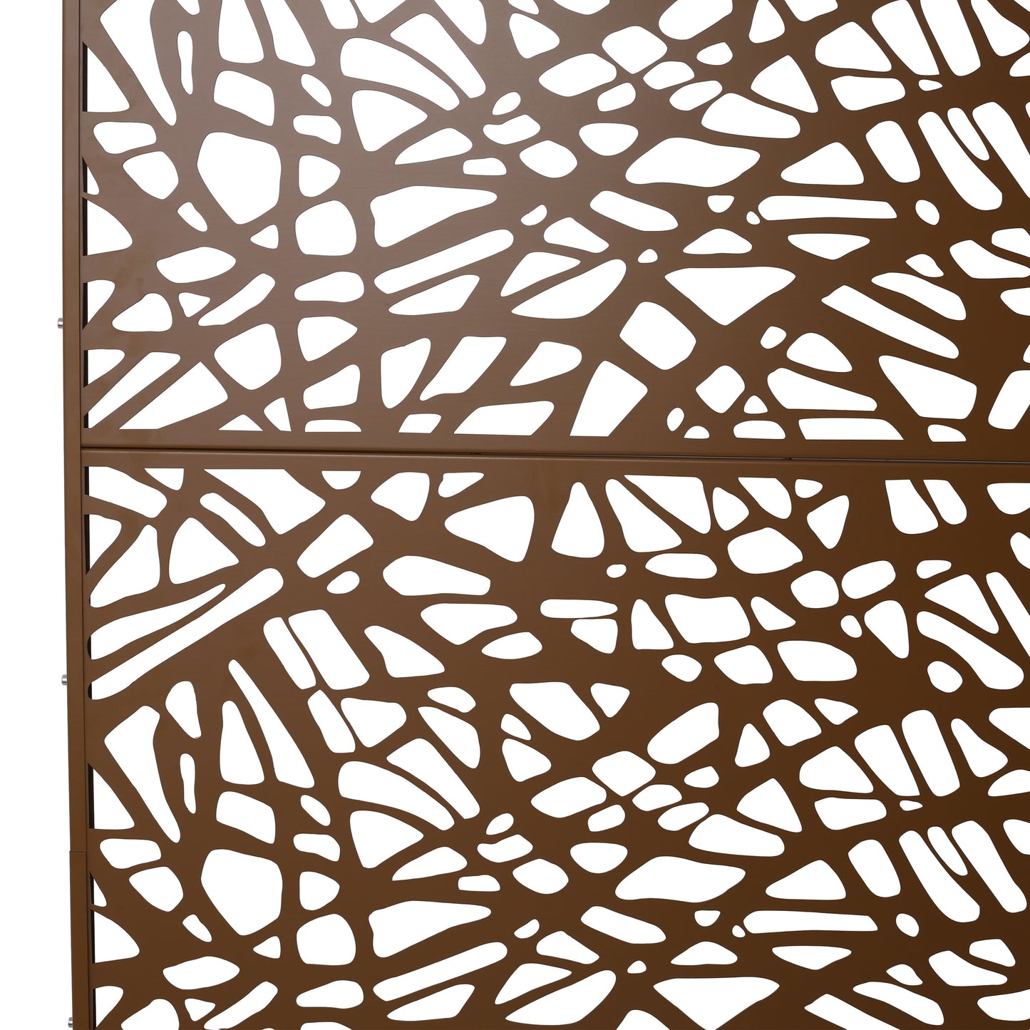 Outdoor & Indoor Metal Privacy Screen Freestanding Decorative Privacy Screen, Privacy Fence Panels For Deck Balcony Patio Garden - Brown