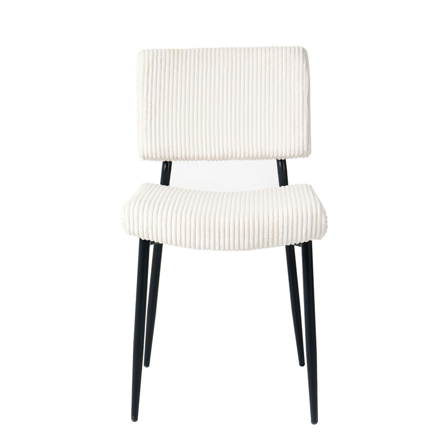 Modern Dining Chair Fabric Upholstered Chairs With Black Metal Legs For Home And Bedroom (Set of 2) - Beige