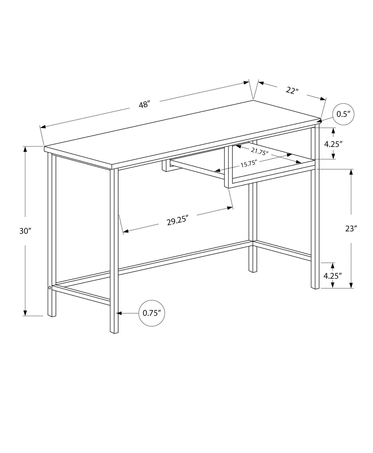 Computer Desk For Home Office, Laptop, Contemporary & Versatile Placement - Taupe