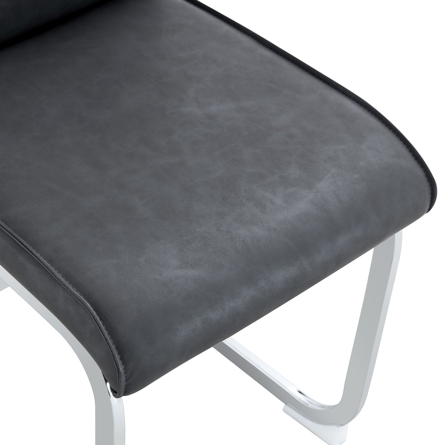 Luxury Simple Arch Chair Set Of 4 High Resilience Dining Chair - Dark Gray / Silver