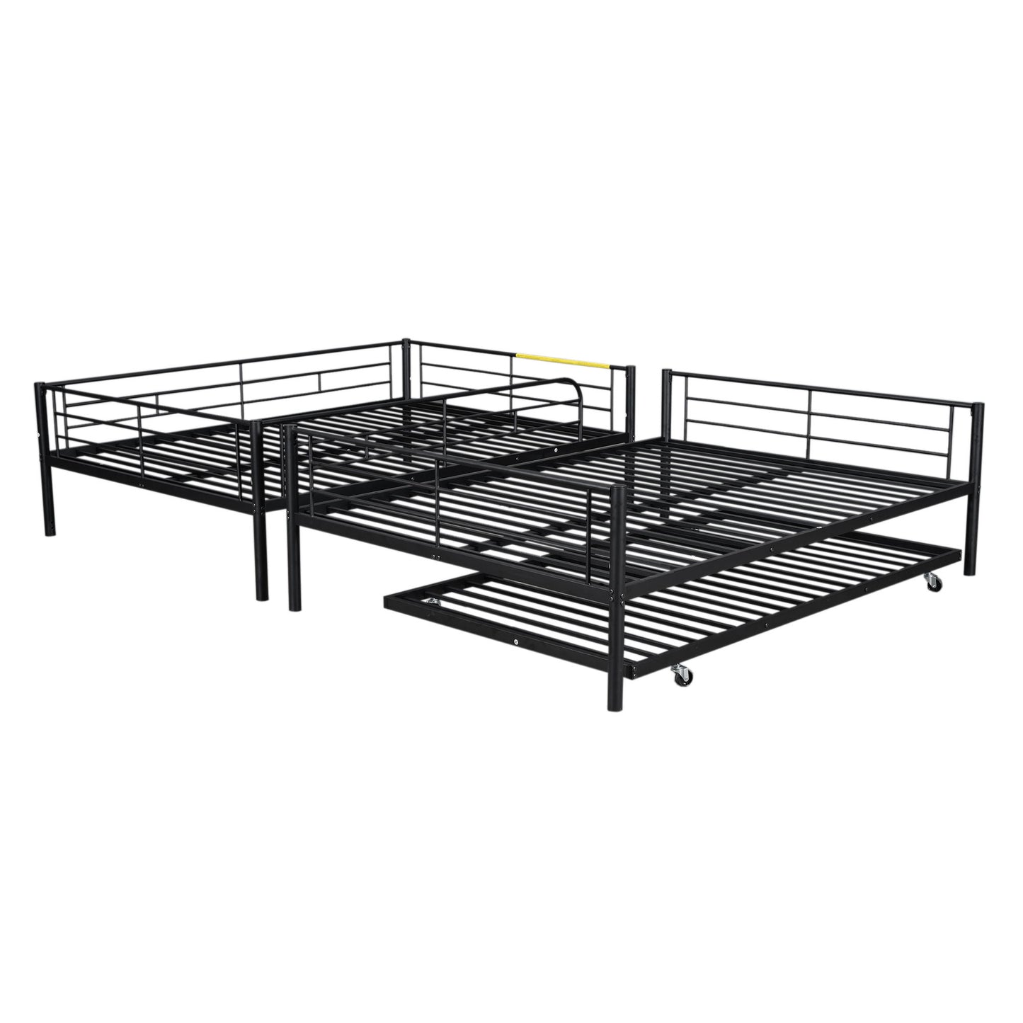 Full Over Full Metal Bunk Bed With Trundle - Black
