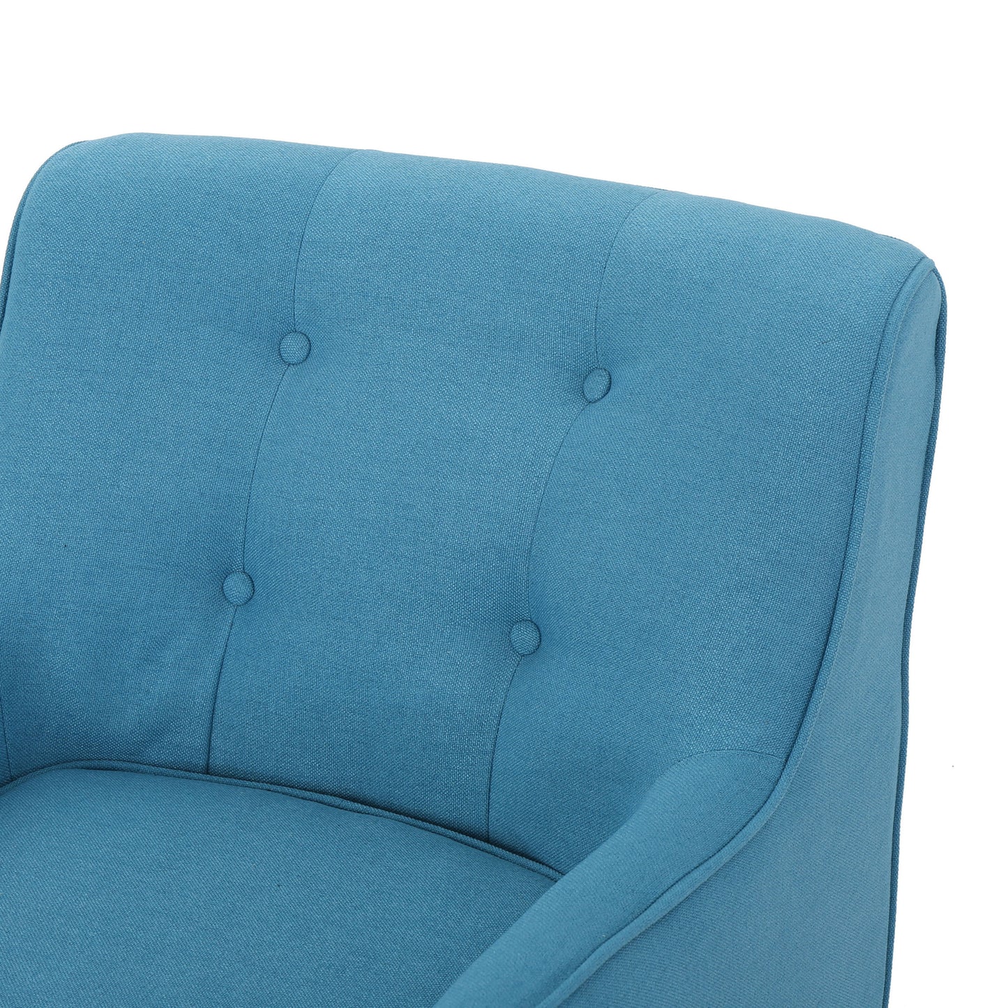 Modern Arm Chair With Tufted Back And Wooden Legs - Teal