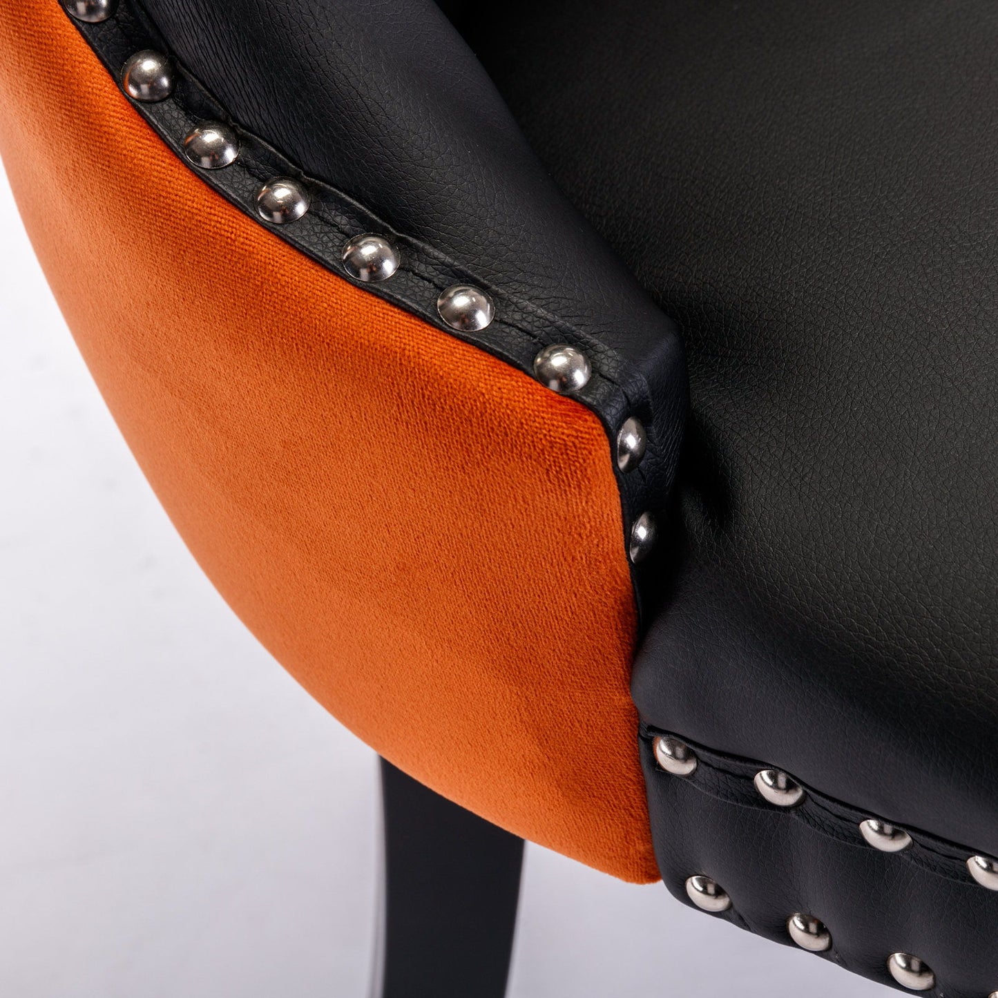 Nikki - Modern, High-End Tufted Solid Wood Contemporary And Velvet Upholstered Dining Chair With Wood Legs Nailhead Trim (Set of 2) - Black / Orange