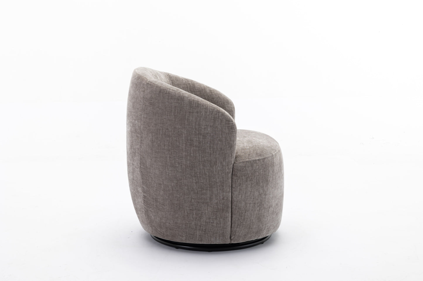 Chenille Fabric Swivel Accent Armchair Barrel Chair With Black Powder Coating Metal Ring - Gray