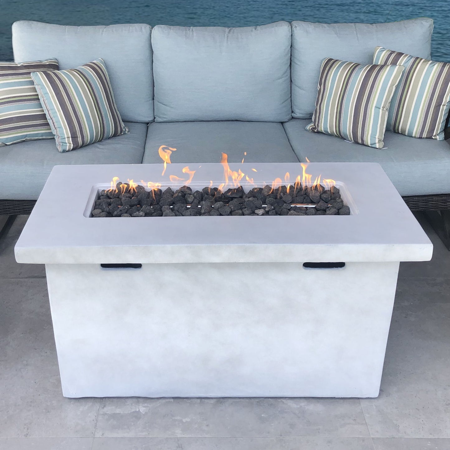 Reinforced - Propane Outdoor Fire Pit Table - Gray