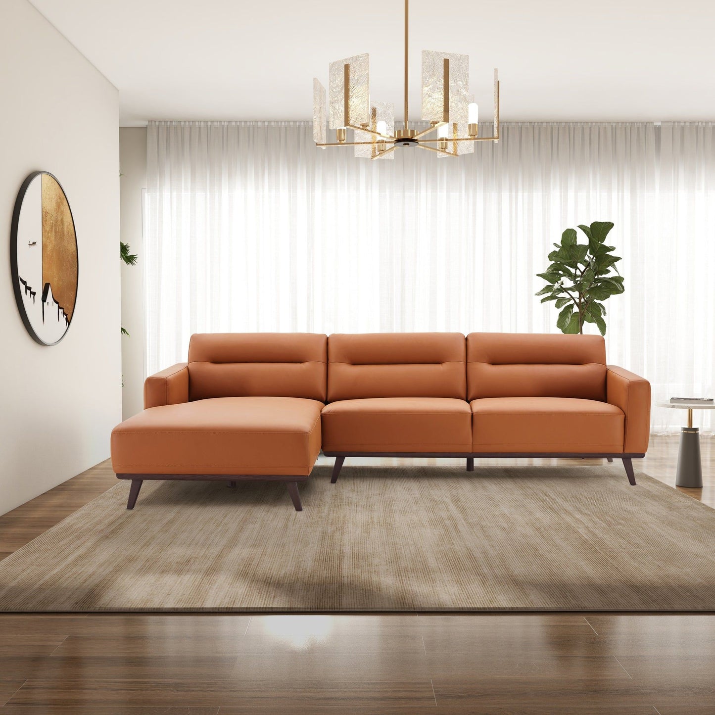 Ella - L-Shaped Left Sectional Couch - Cognac