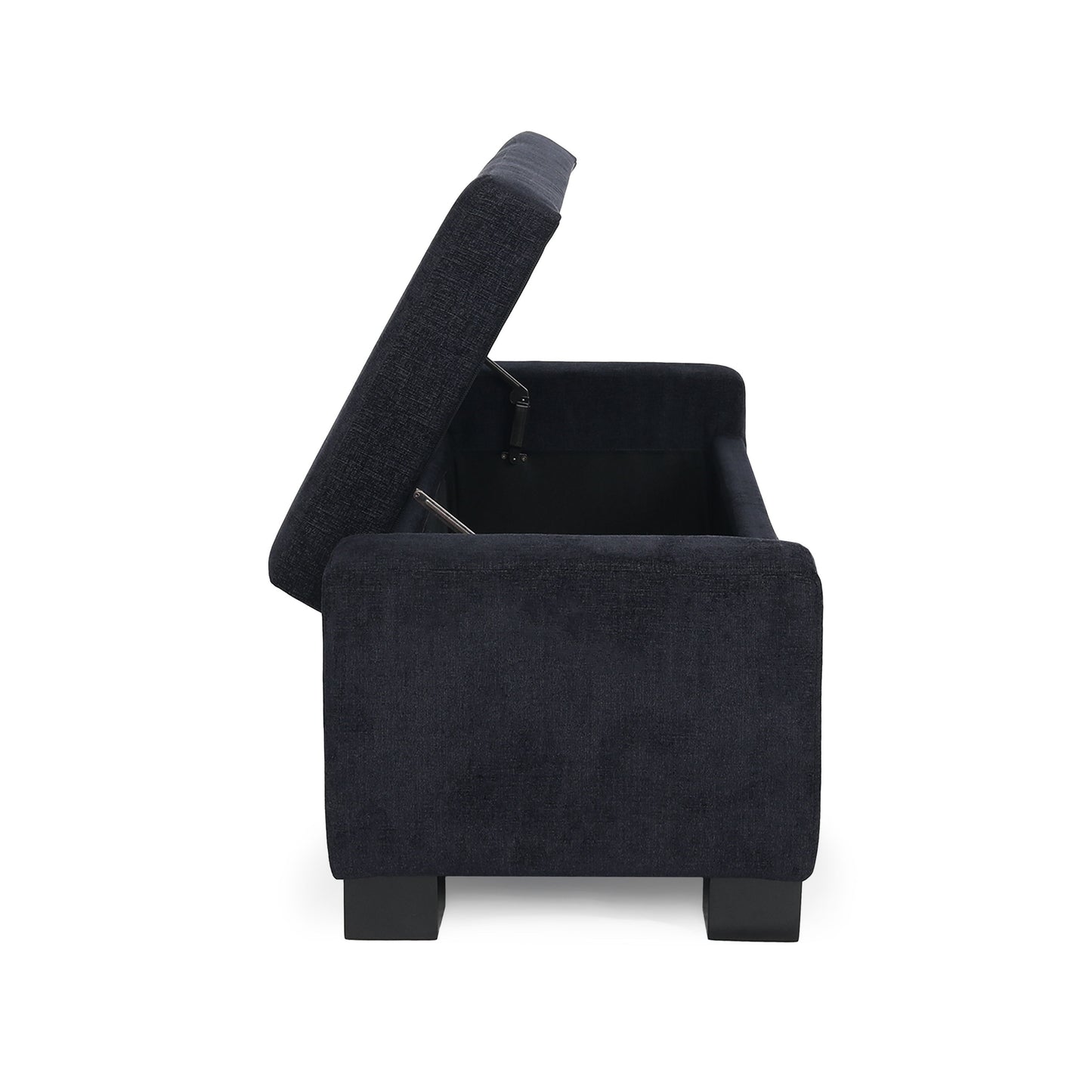 Textured Fabric Ottoman Bench With Hinged Lid - Dark Blue