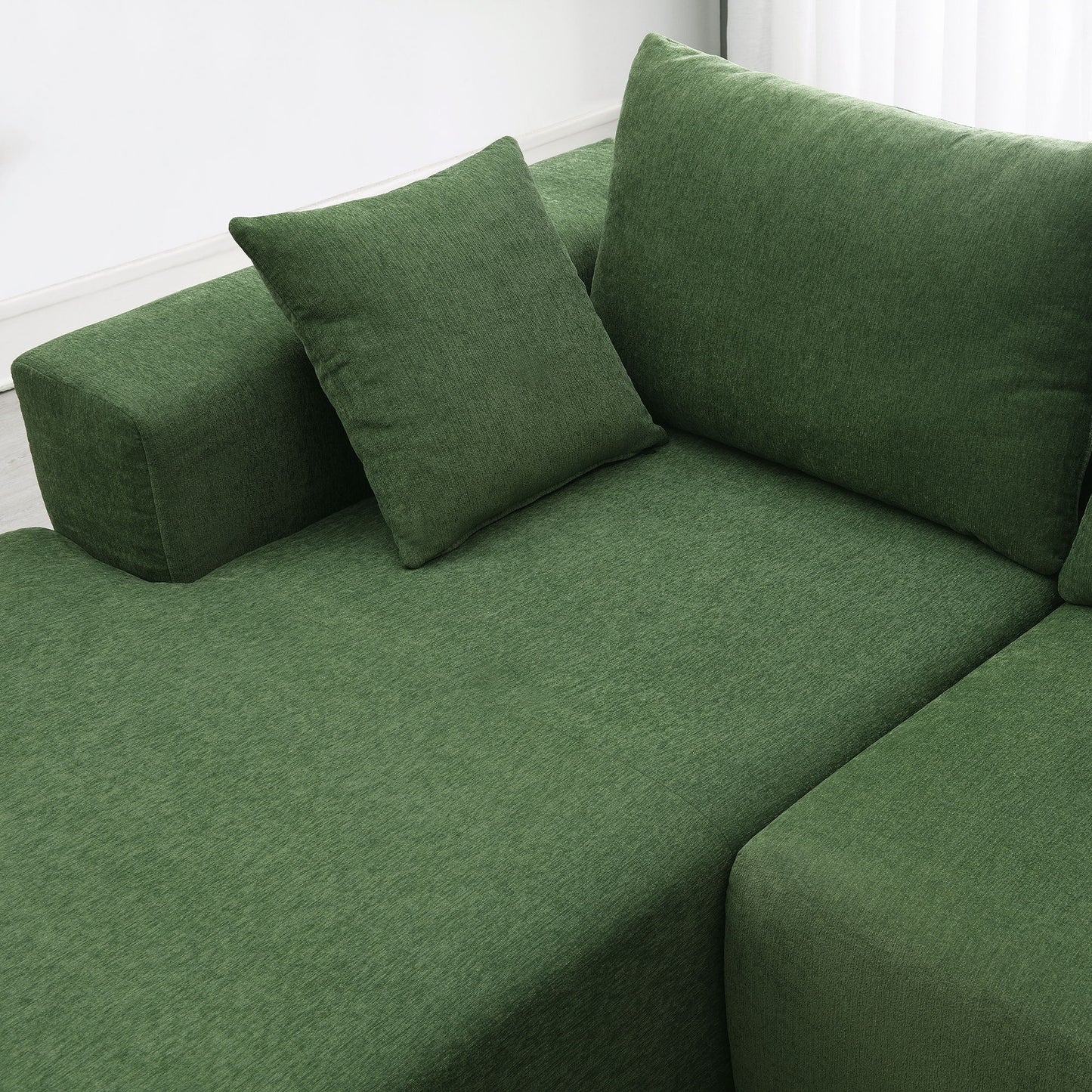Modular Sectional Living Room Sofa Set, Modern Minimalist Style Couch, Upholstered Sleeper Sofa Salon, 2 Piece Free Combination, L-Shape - Green