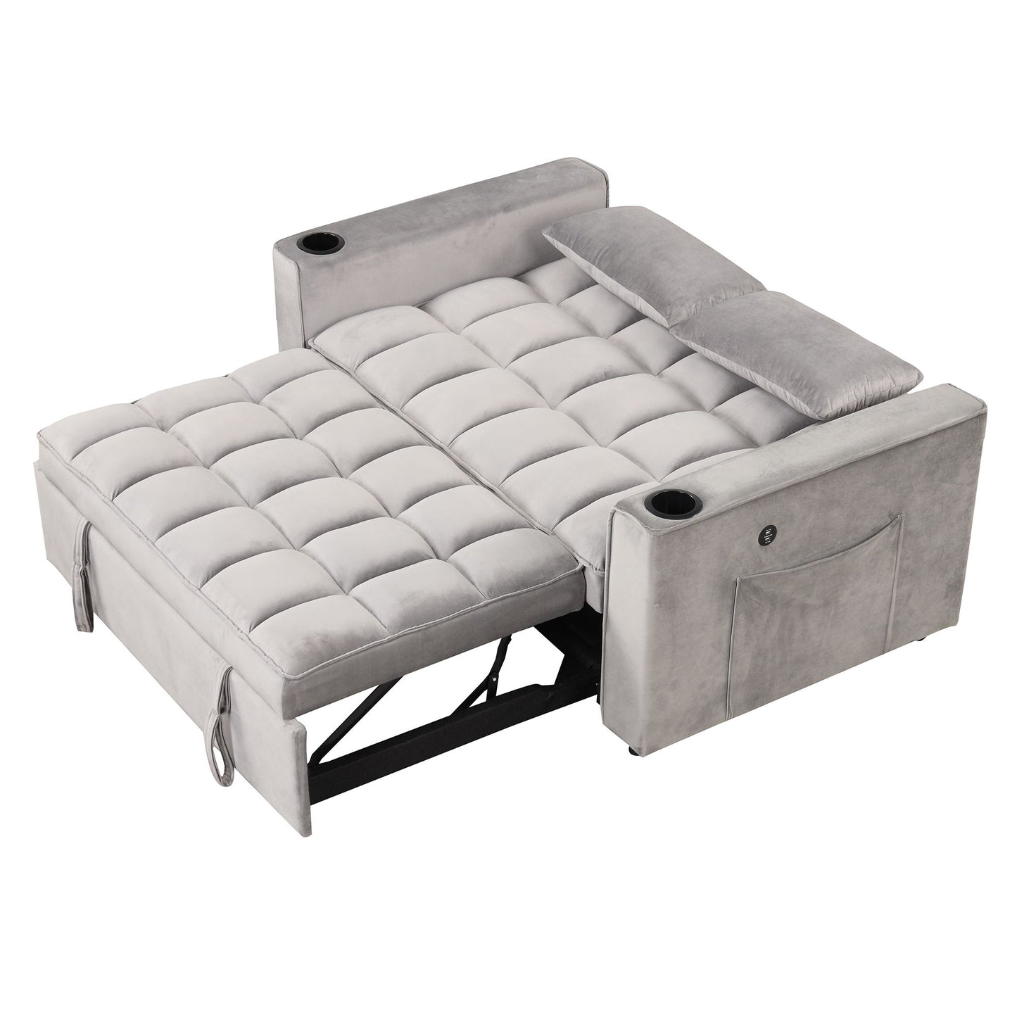 Multi Functional Sofa Bed With Cup Holder And USB Port For Living Room Or Apartments - Gray