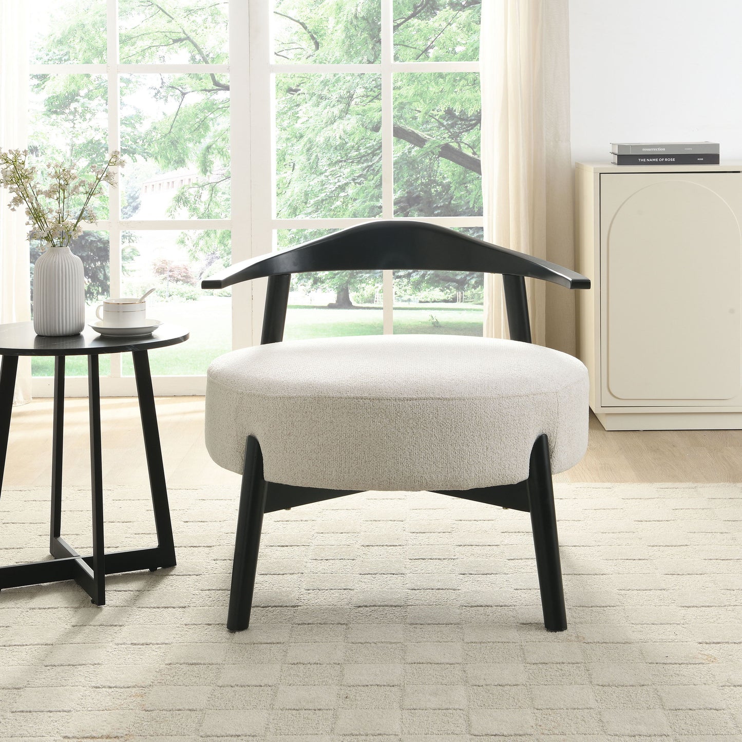 Upholstered Accent Chair, Modern Living Room Chairs, Reading Armchair For Sunroom Bedroom - Beige