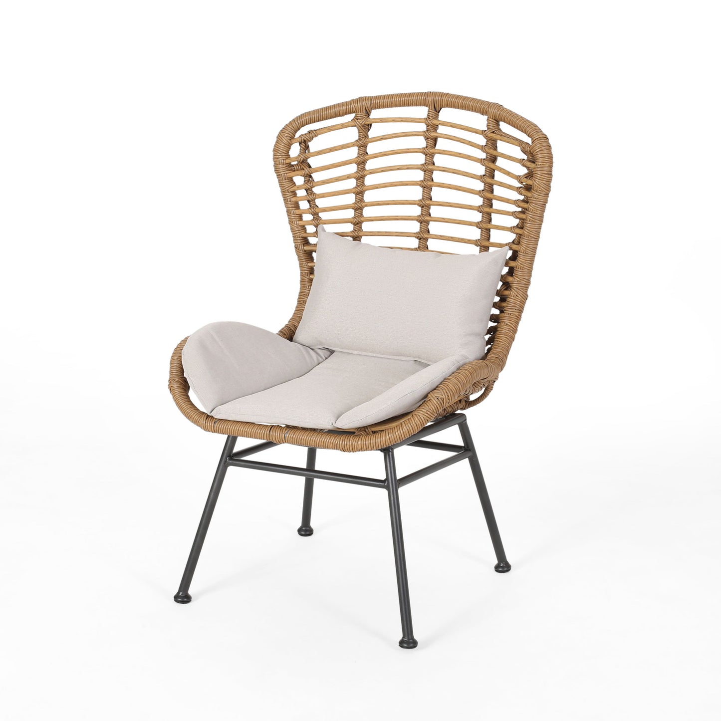 Calypso - Outdoor Chair With Water Resistance Cushion And Iron Frame - Beige