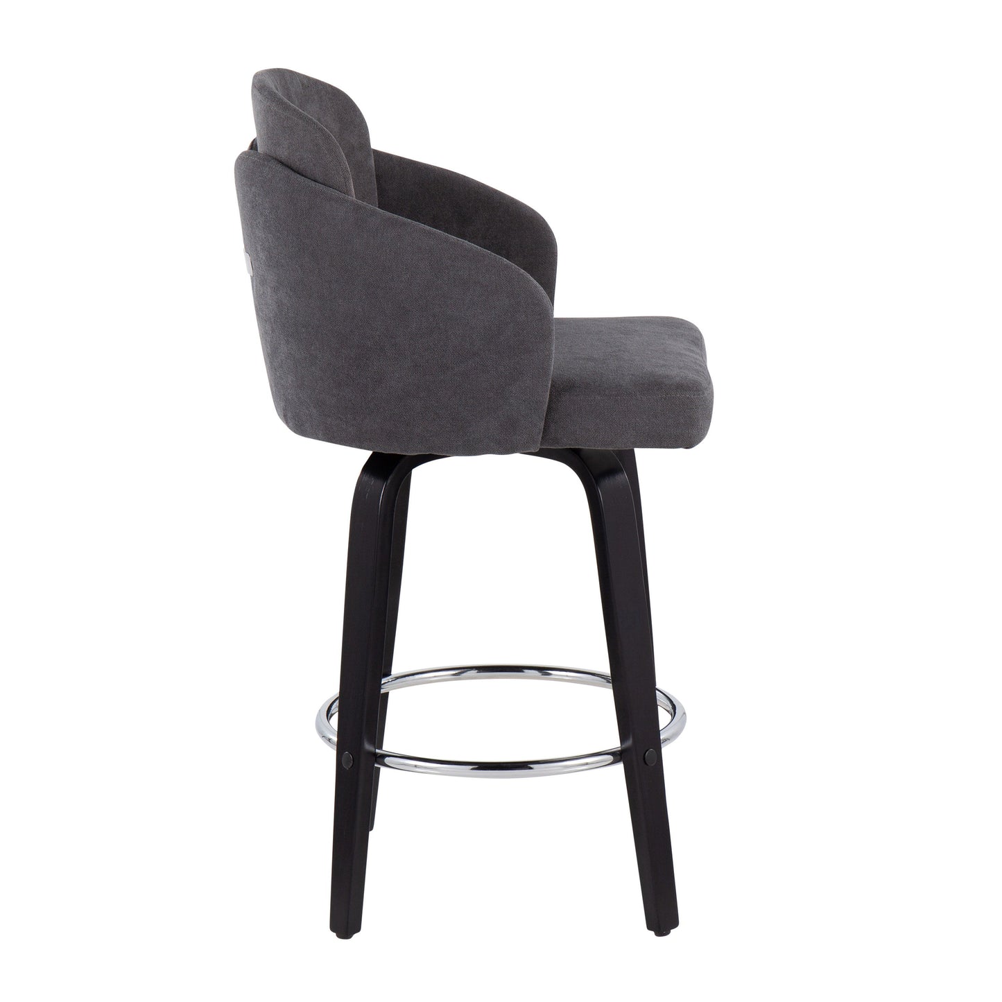 Dahlia - Contemporary Counter Stool With Round Footrest (Set of 2) - Black / Gray