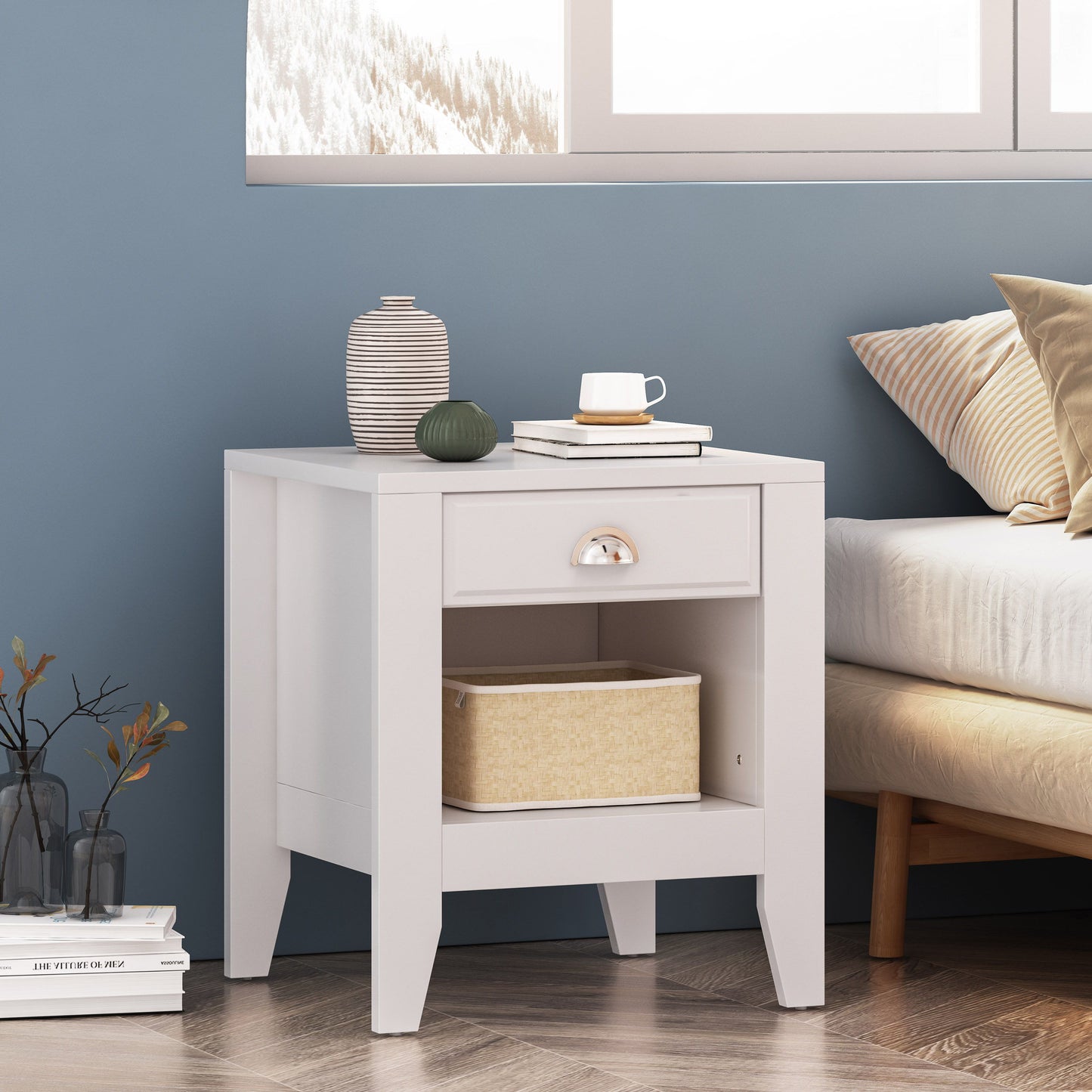 Cleary - Contemporary Wood Nightstand With Drawer - White