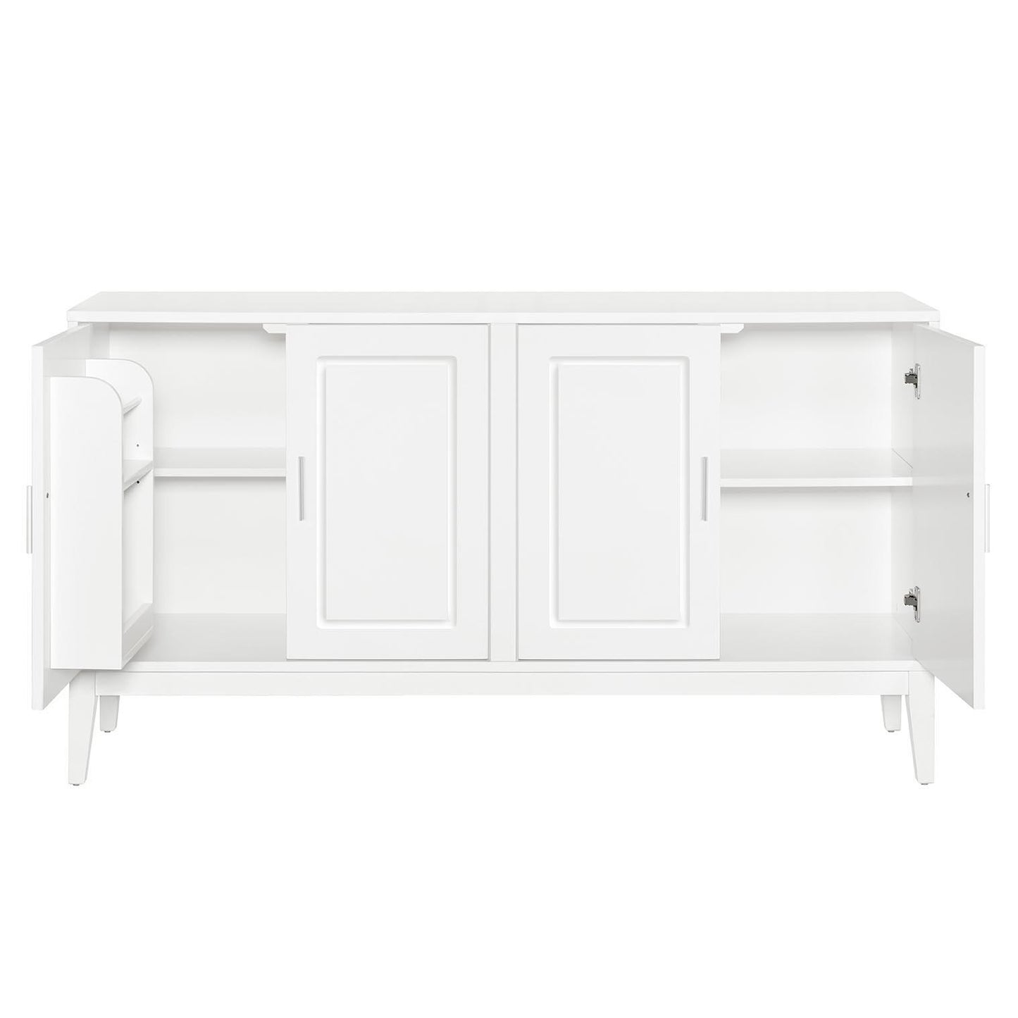 4 Door Sideboard Storage Cabinet With Door Shelf For Living Room And Dining Room, 2 Large Cabinets With Adjustable Shelf - White
