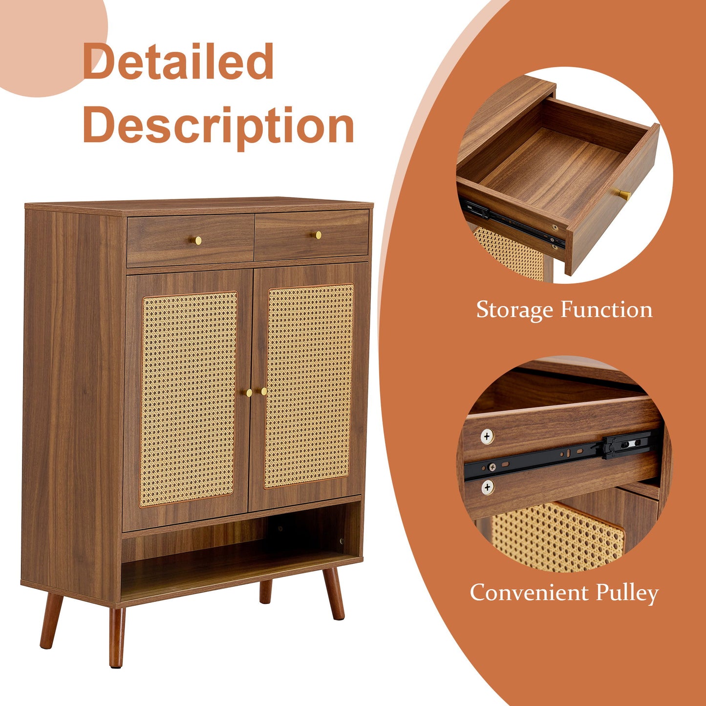 Multi Functional Modern Minimalist Shoe Cabinet Perfectly Blends Into Nordic, Japanese, And Industrial Style Homes - Walnut