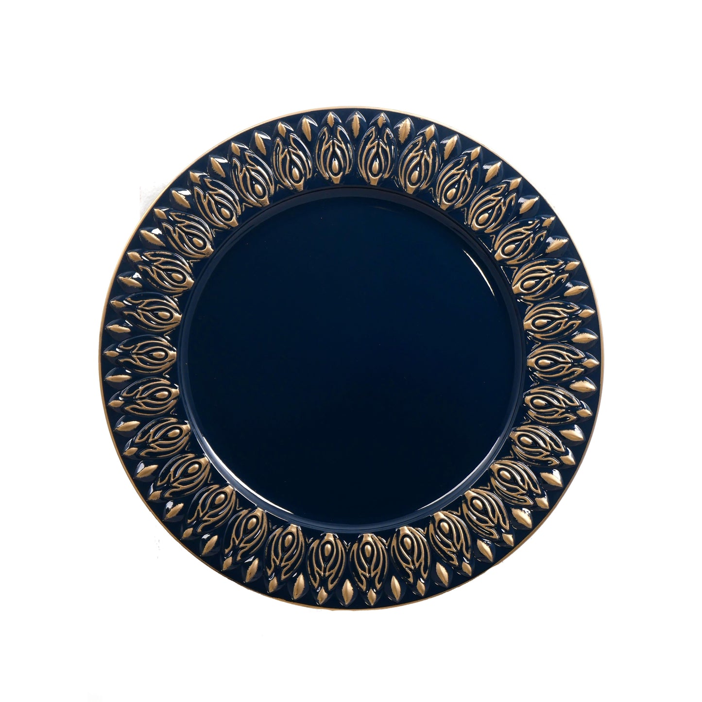 Polypropylene Charger Plate (Set of 8) - Blue / Gold