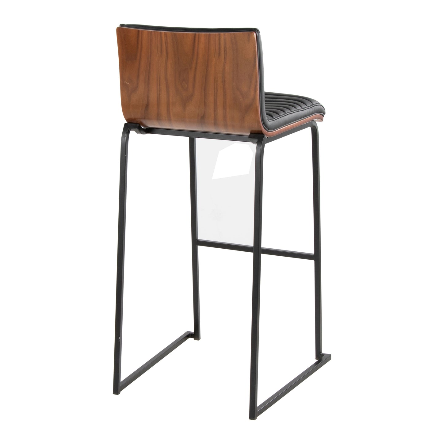 Mason Mara - Contemporary Fixed Height Barstool (Set of 2) - Black / Walnut / Black