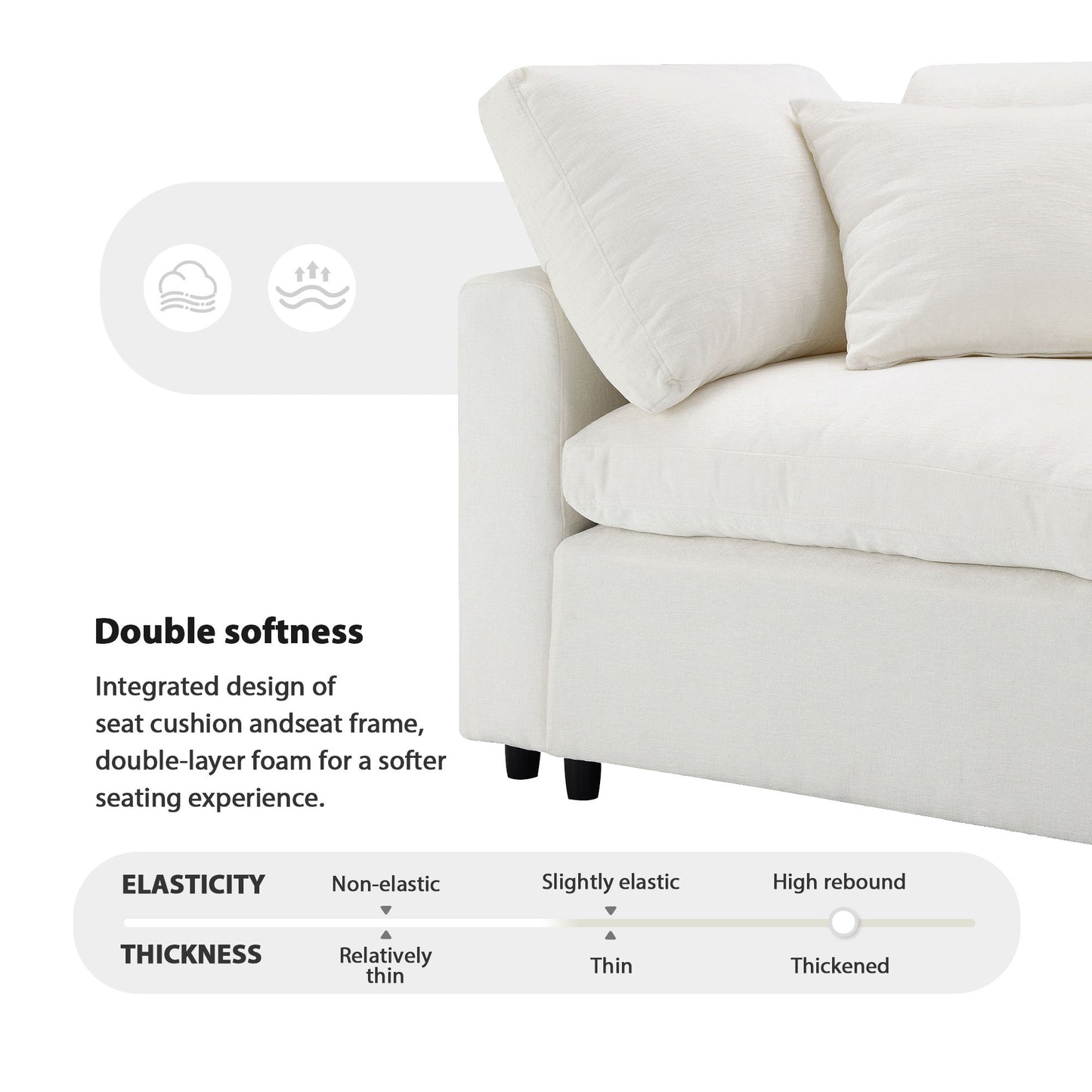 Modern Modular Cloud Sofa Bed, 6 Seat Chenille Sectional Couch Set With Ottoman, Free Combination, Convertible U Shaped Sleeper Sofa - Beige