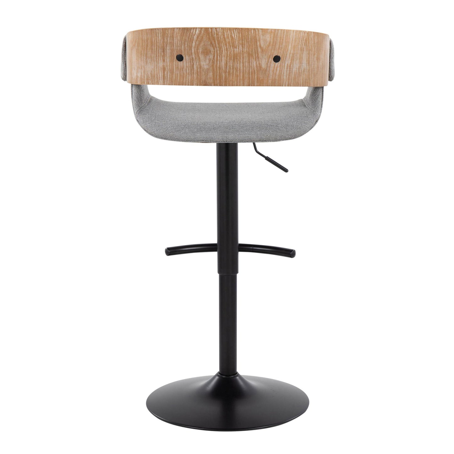 Elisa - Mid-Century Modern Adjustable Barstool With Swivel With Rounded T Footrest (Set of 2) - Black / Whitewashed / Gray