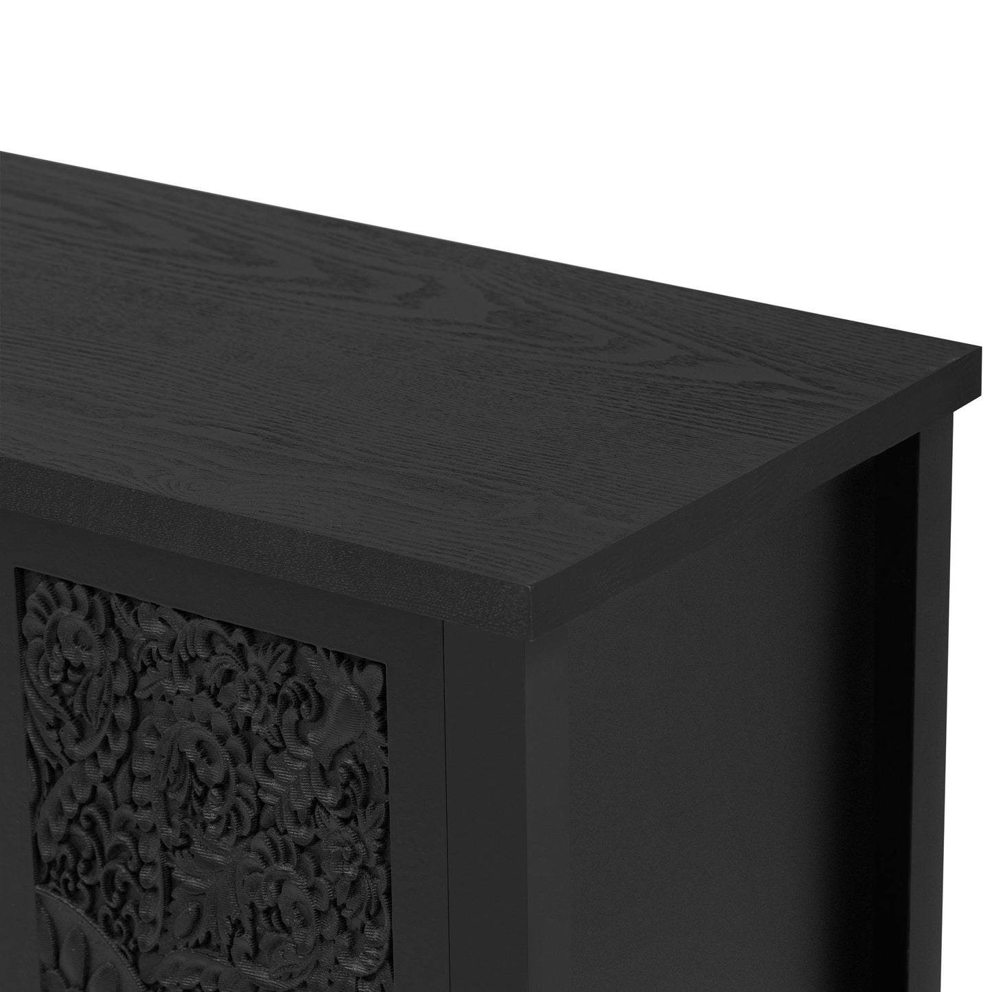 Retro TV Stand For TVs Up To 43", Entertainment Center Media Console Cabinet With 3 Spacious Cabinets, Glass Cabinet Doors And Anti-Tip Device For Living Room - Black