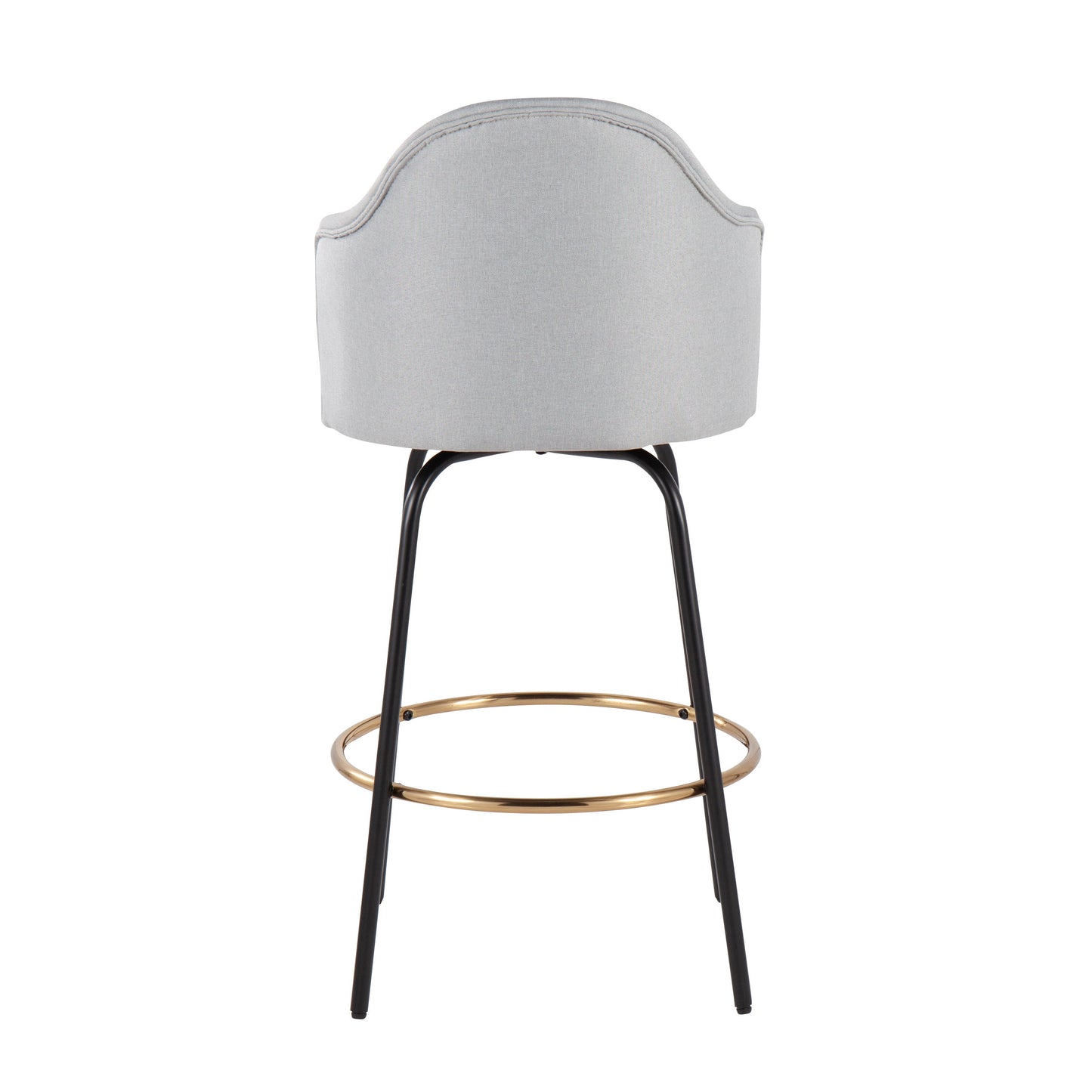Ahoy - Contemporary Fixed Height Counter Stool Round Footrest (Set of 2) - Light Gray / Black