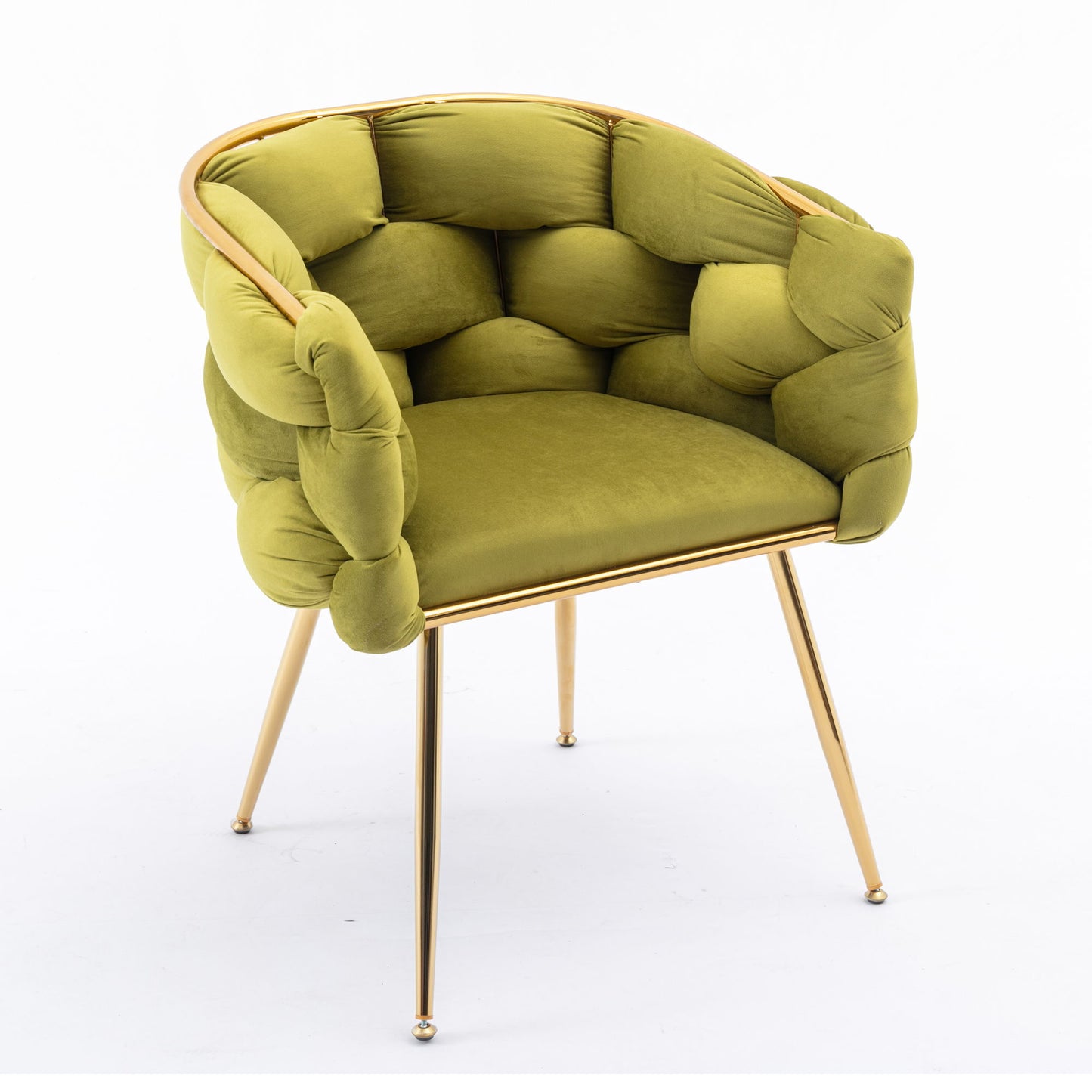 Luxury Modern Simple Leisure Velvet Single Sofa Chair Bedroom Lazy Person Household Dresser Stool Manicure Table Back Chair - Olive Green