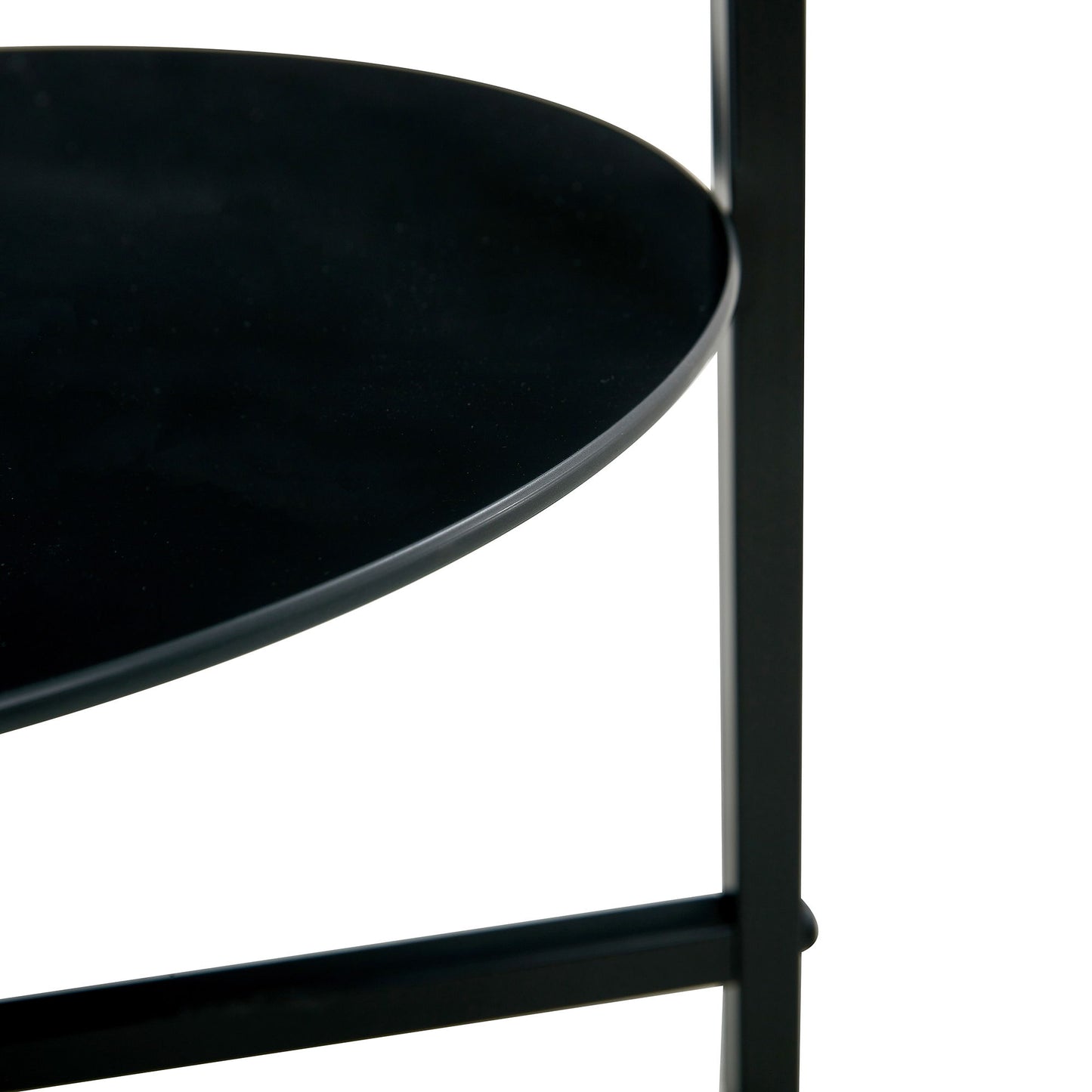 Tempered Glass End Table (Set of 2), Round Coffee Table For Bedroom Living Room Office - Black