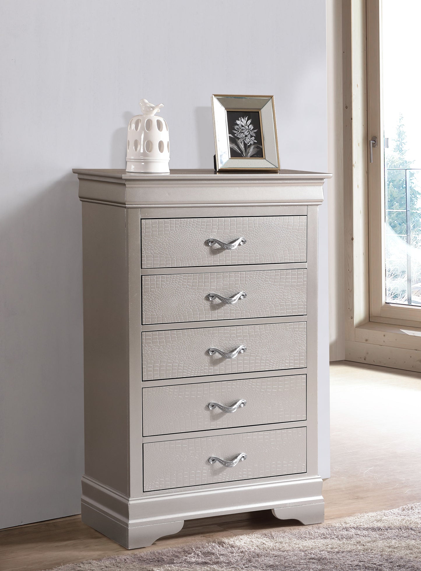 Lorana - Modern Chest - Silver Champagne
