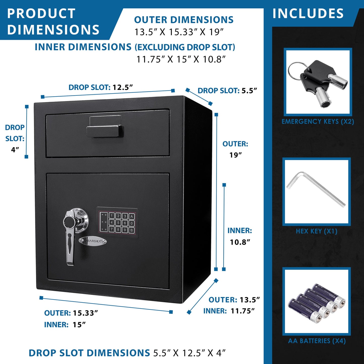 1 1 Cu Ft Keypad Depository Safe - Black
