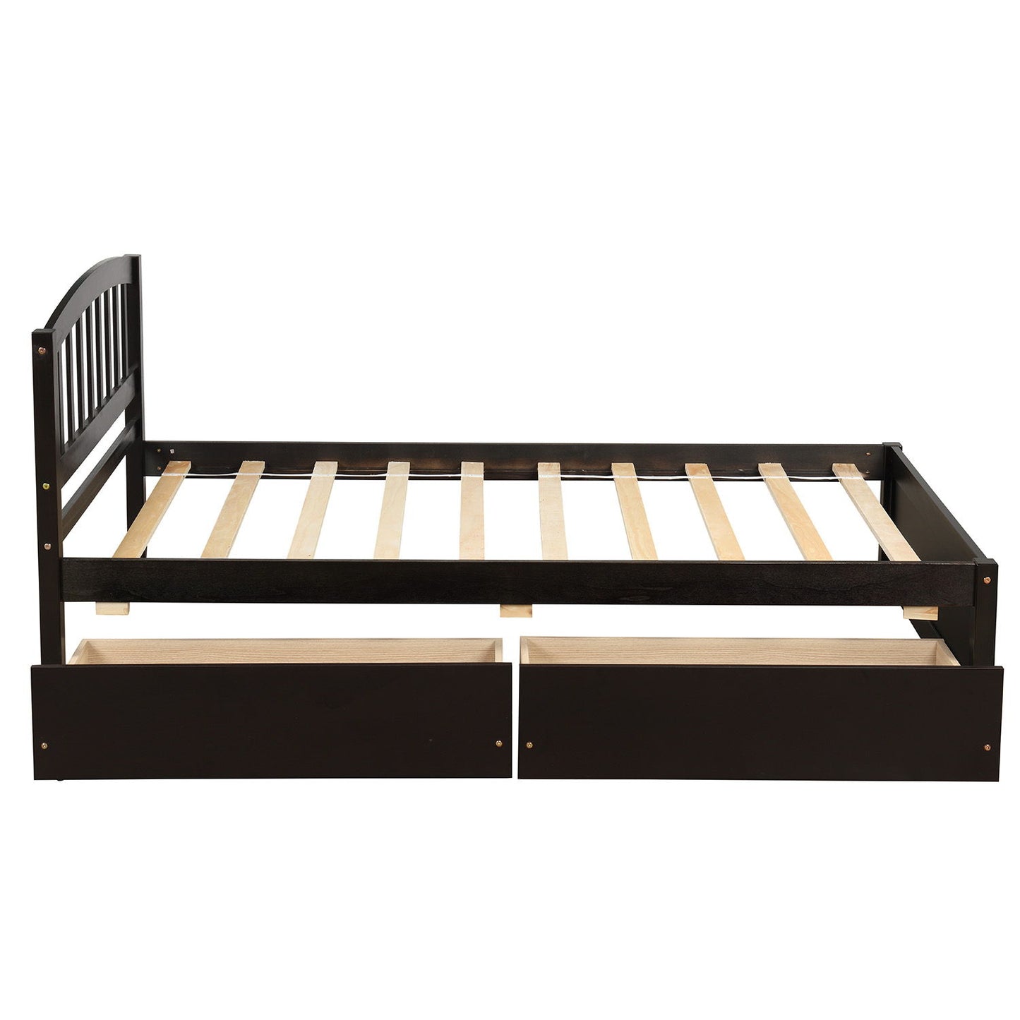 Twin Platform Storage Bed Frame With Two Drawers And Headboard - Espresso