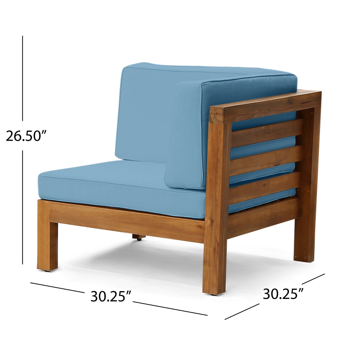 Oana - 2 Piece Love Seat Set, Acacia Wood Frame With Water Resistant Cushions - Blue