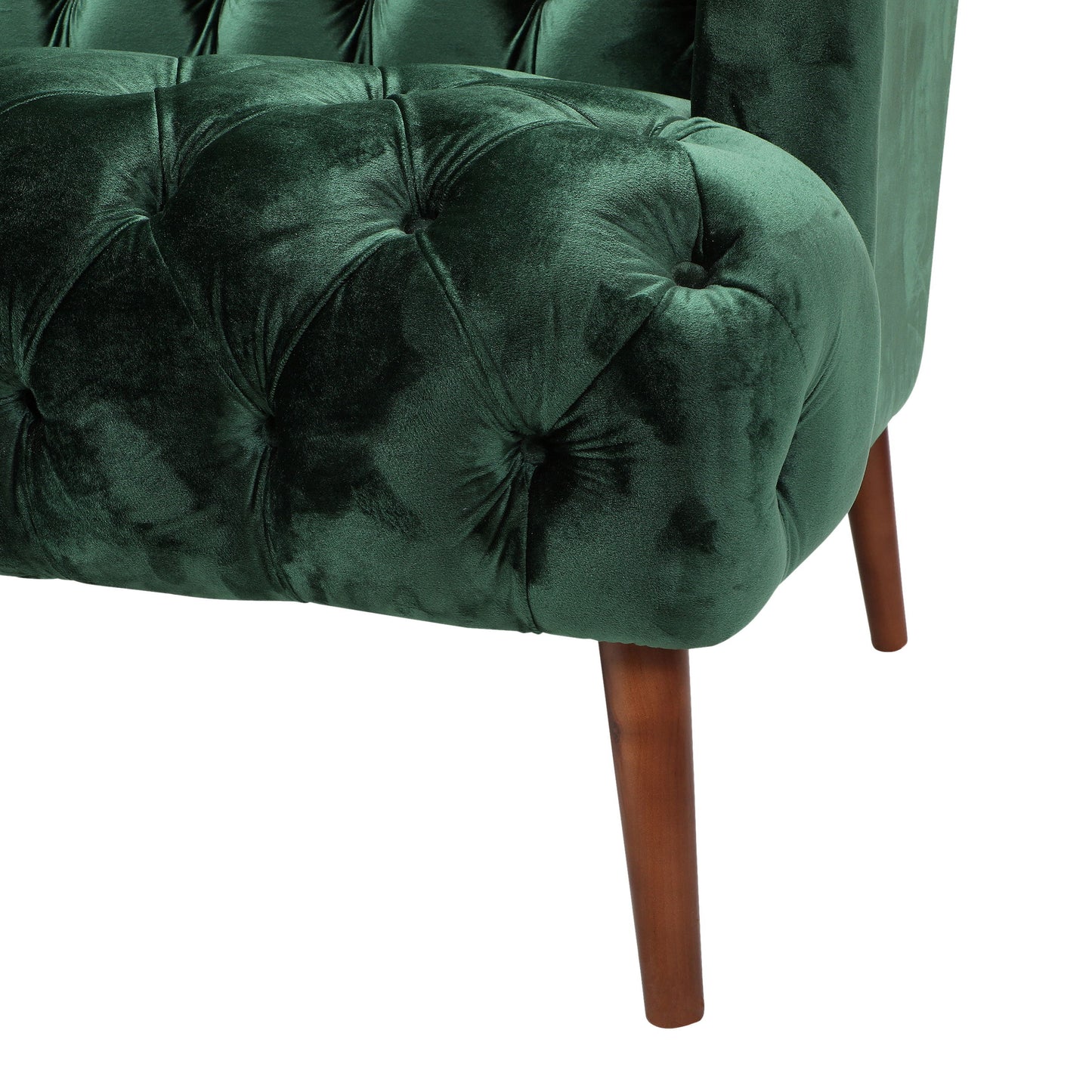 Comfy 3 Seat Sofa With Wooden Legs, For Living Room And Study - Emerald