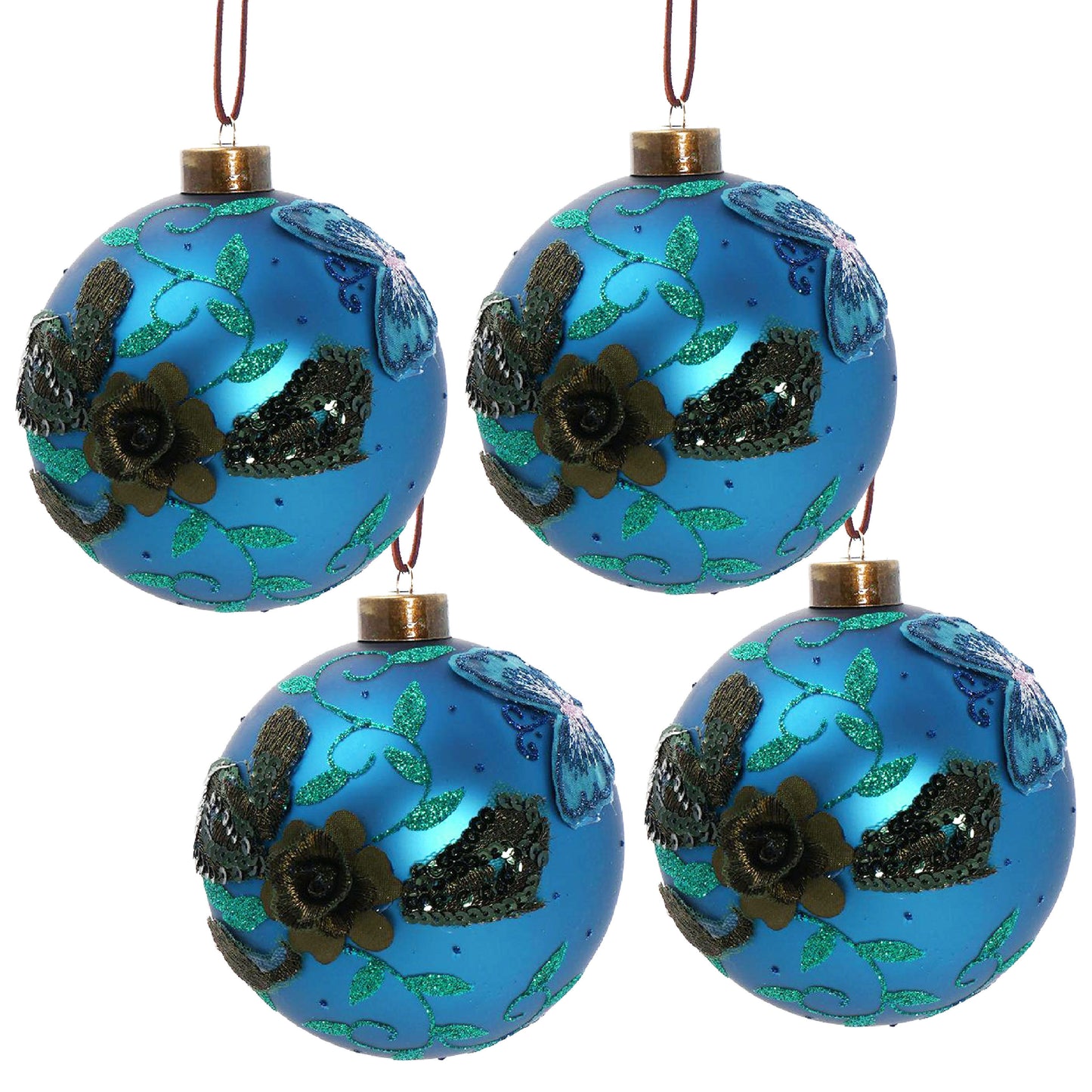 Christmas Ball Ornaments, Glass Decorative Hanging Ball Christmas Tree Ornaments For Holiday Party Decorations (Set of 4) - Blue