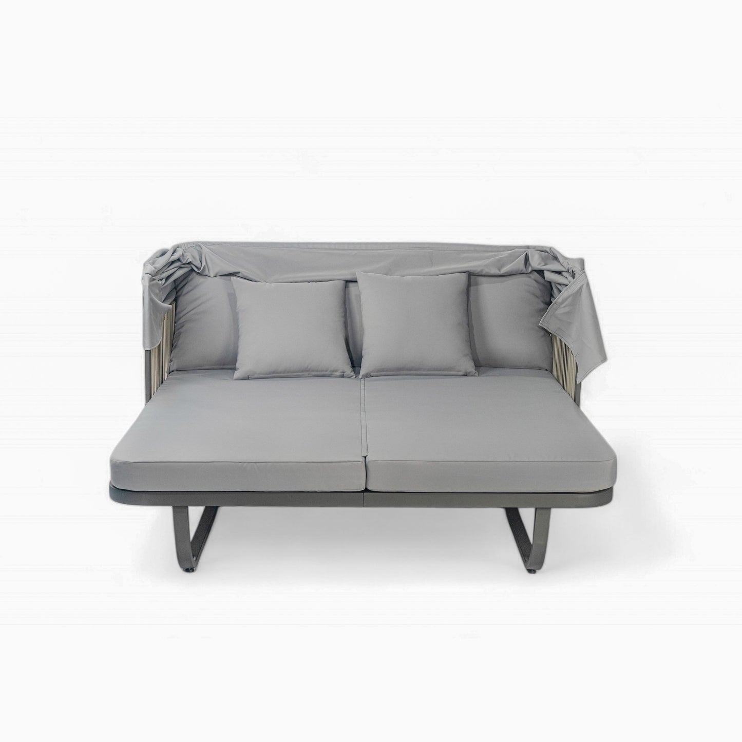 Outdoor Patio Daybed Rattan Daybed Outdoor Sunbed With Detachable Pillows For Patio, Backyard, Pool - Gray
