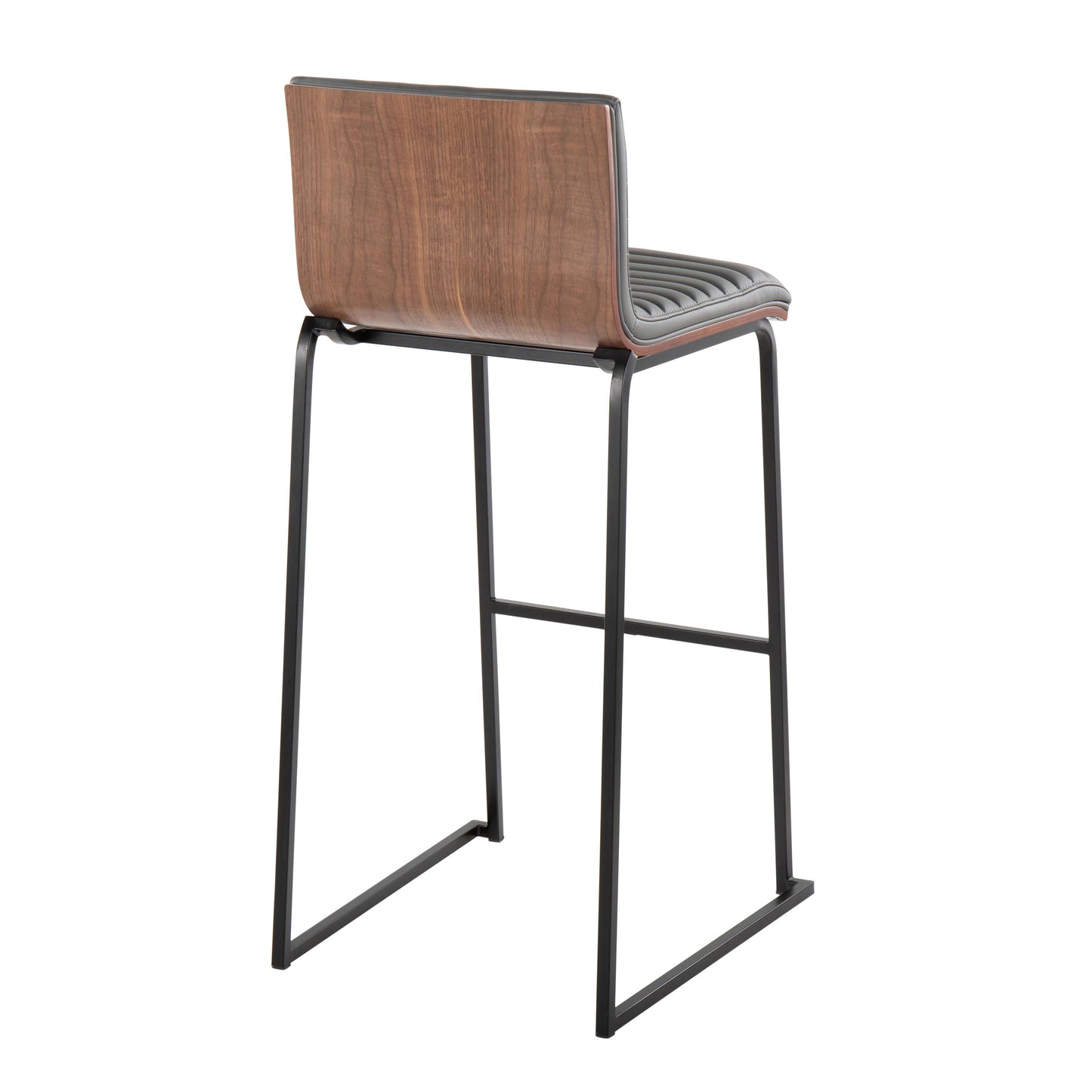 Mason Mara - Contemporary Fixed Height Barstool (Set of 2) - Black / Walnut / Gray