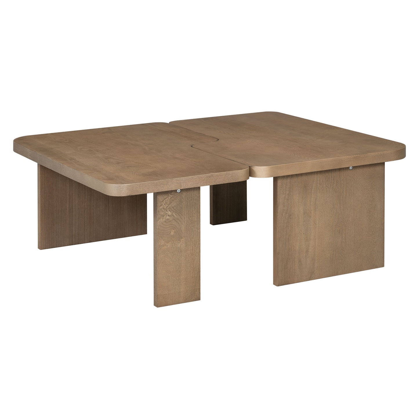 Modern Minimalist Coffee Table Set, Rectangle Coffee Table With Splicing Design, Multifunctional Combination Table For Living Room - Natural