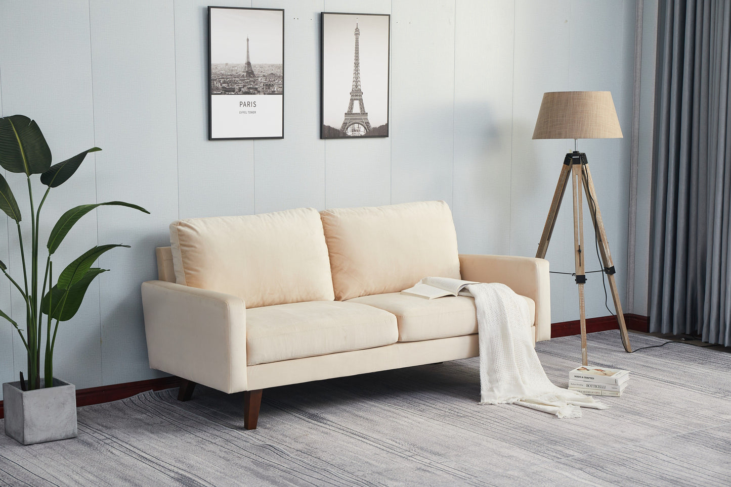 Stationary Loveseat - Beige