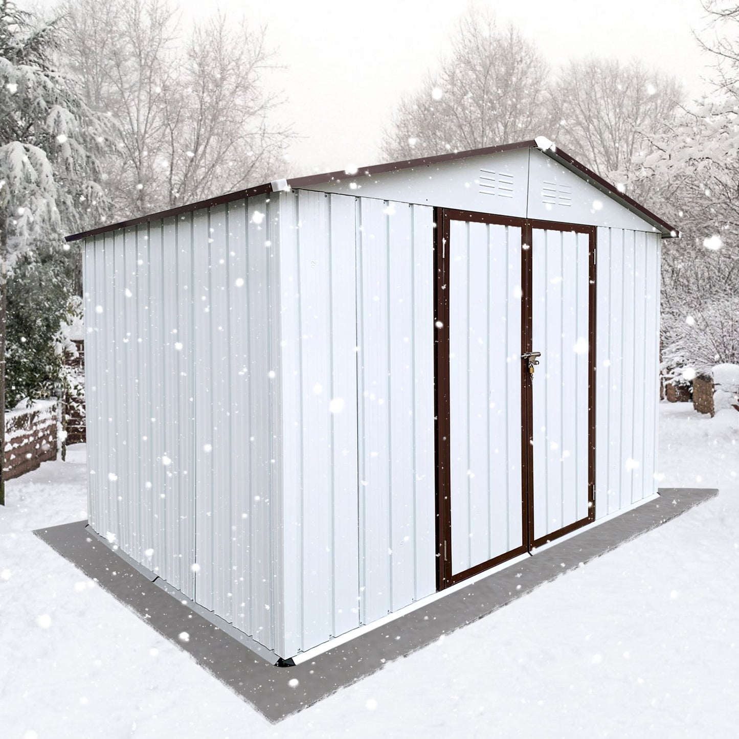 6Ftx8Ft Garden Sheds Outdoor Storage Sheds - White / Coffee